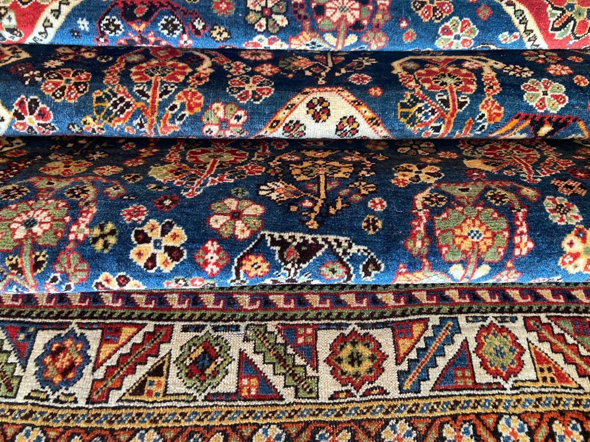 Antique Qashqai Rug 1.86m x 1.27m For Sale 12