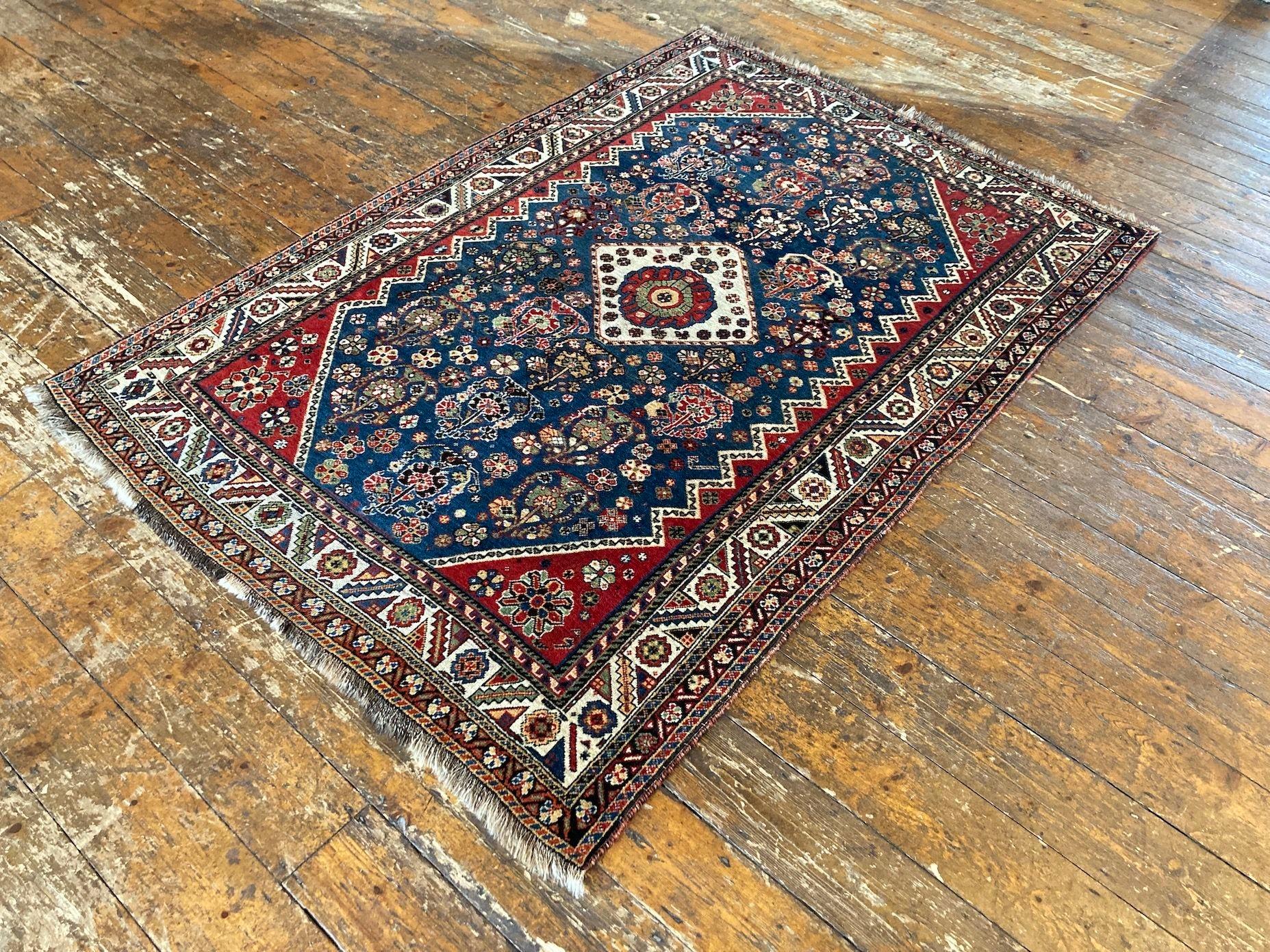 Early 20th Century Antique Qashqai Rug 1.86m x 1.27m For Sale