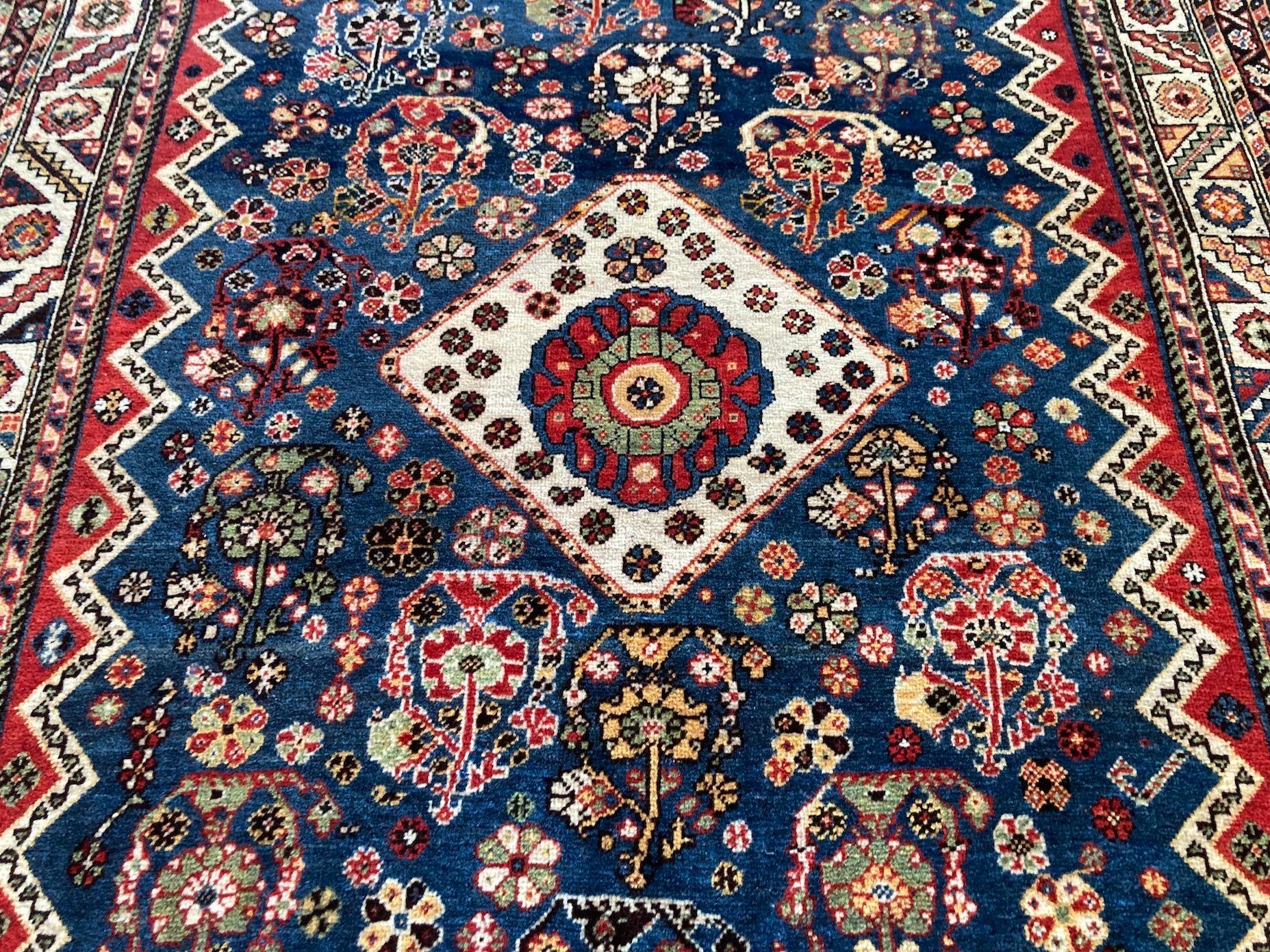Antique Qashqai Rug 1.86m x 1.27m For Sale 2
