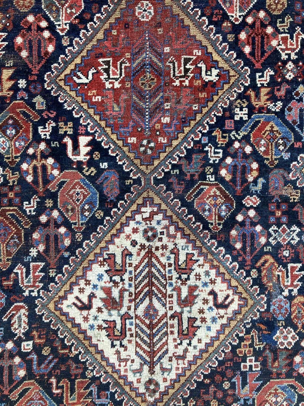 Antique Qashqai Rug 1.90m 1.57m For Sale 6