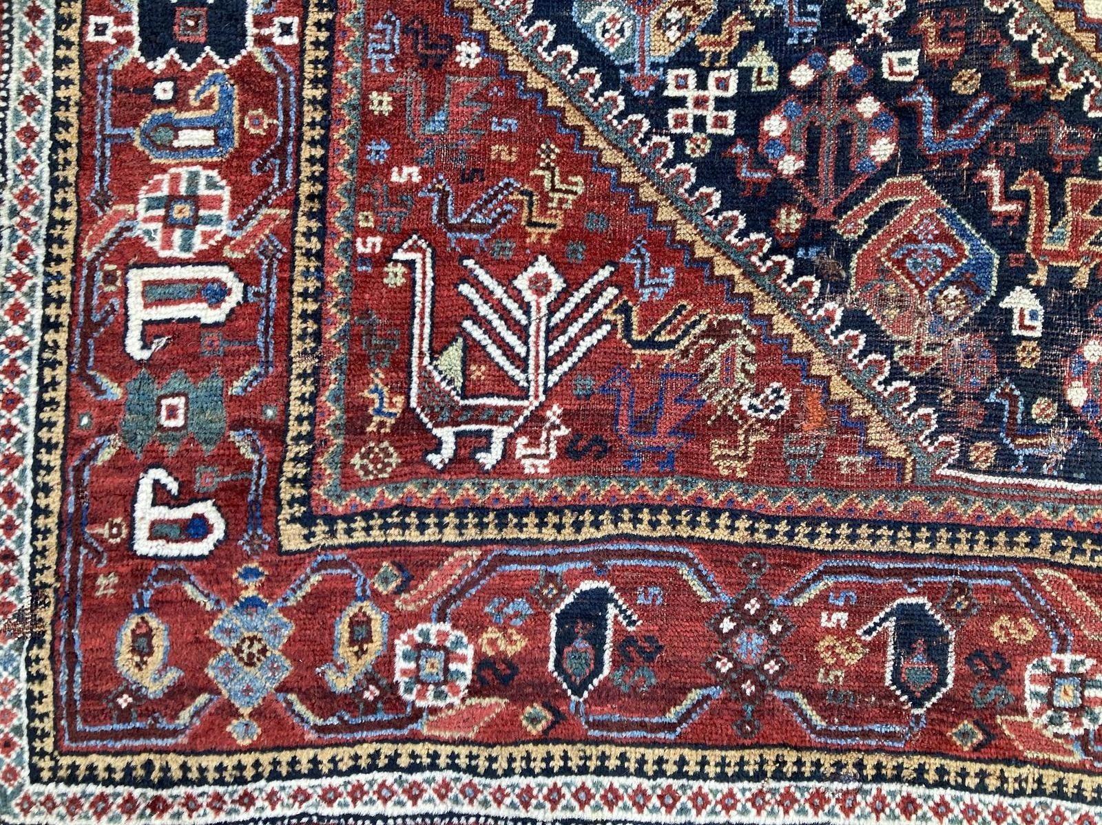 Antique Qashqai Rug 1.90m 1.57m For Sale 1
