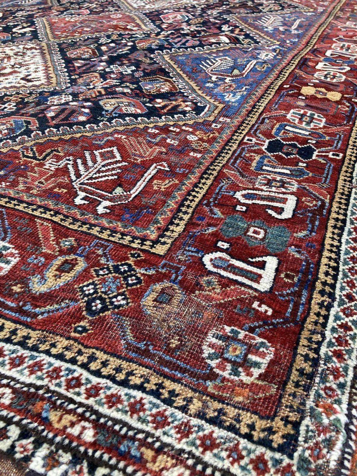 Antique Qashqai Rug 1.90m 1.57m For Sale 3