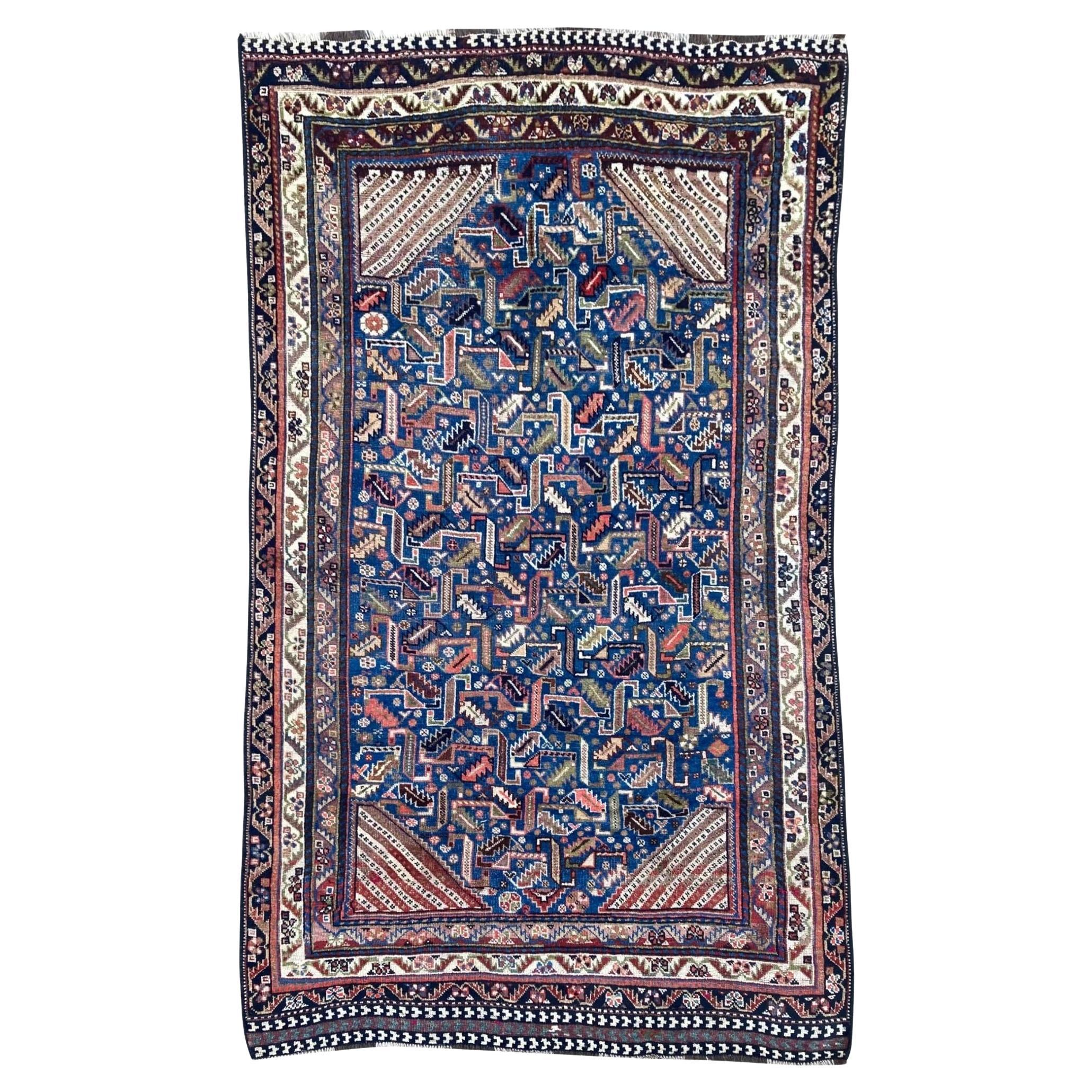 Antique Qashqai/ Caucasian Kilim/Rug 4'10" x 9' For Sale at 1stDibs
