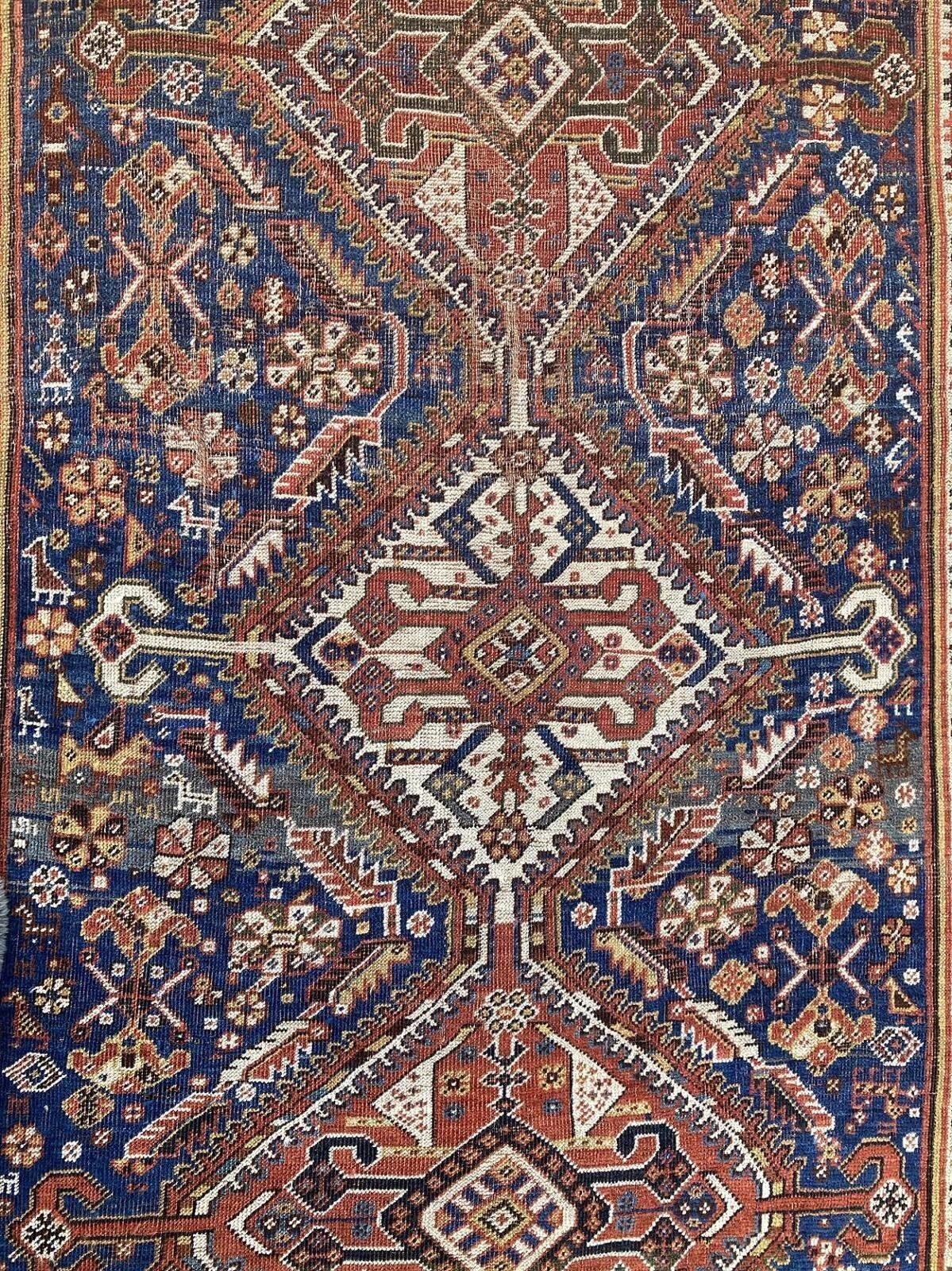 Tapis ancien Qashqai 2.36m X 1.60 en vente 11