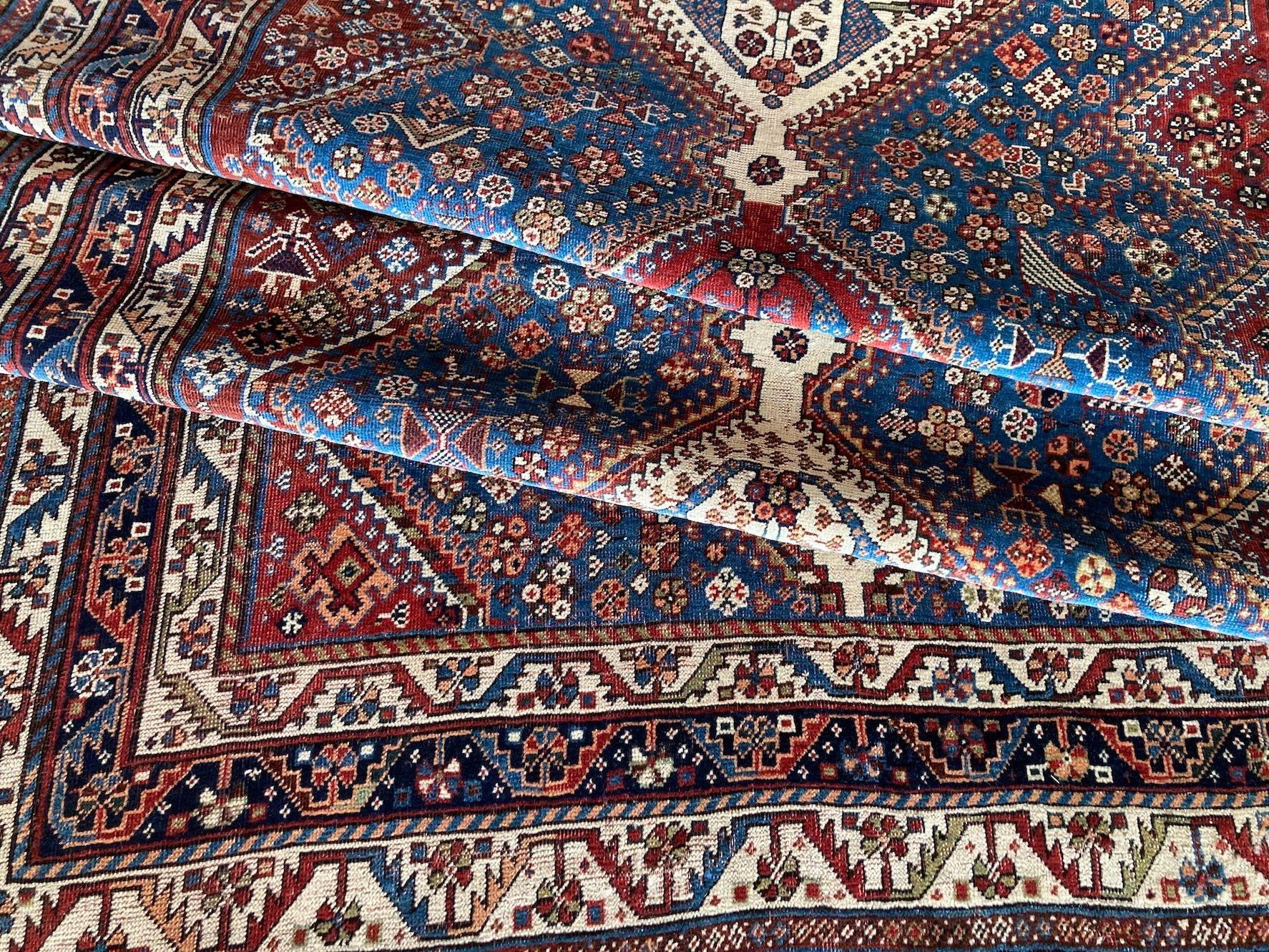 Antique Qashqai Rug 2.54m X 1.41m For Sale 9