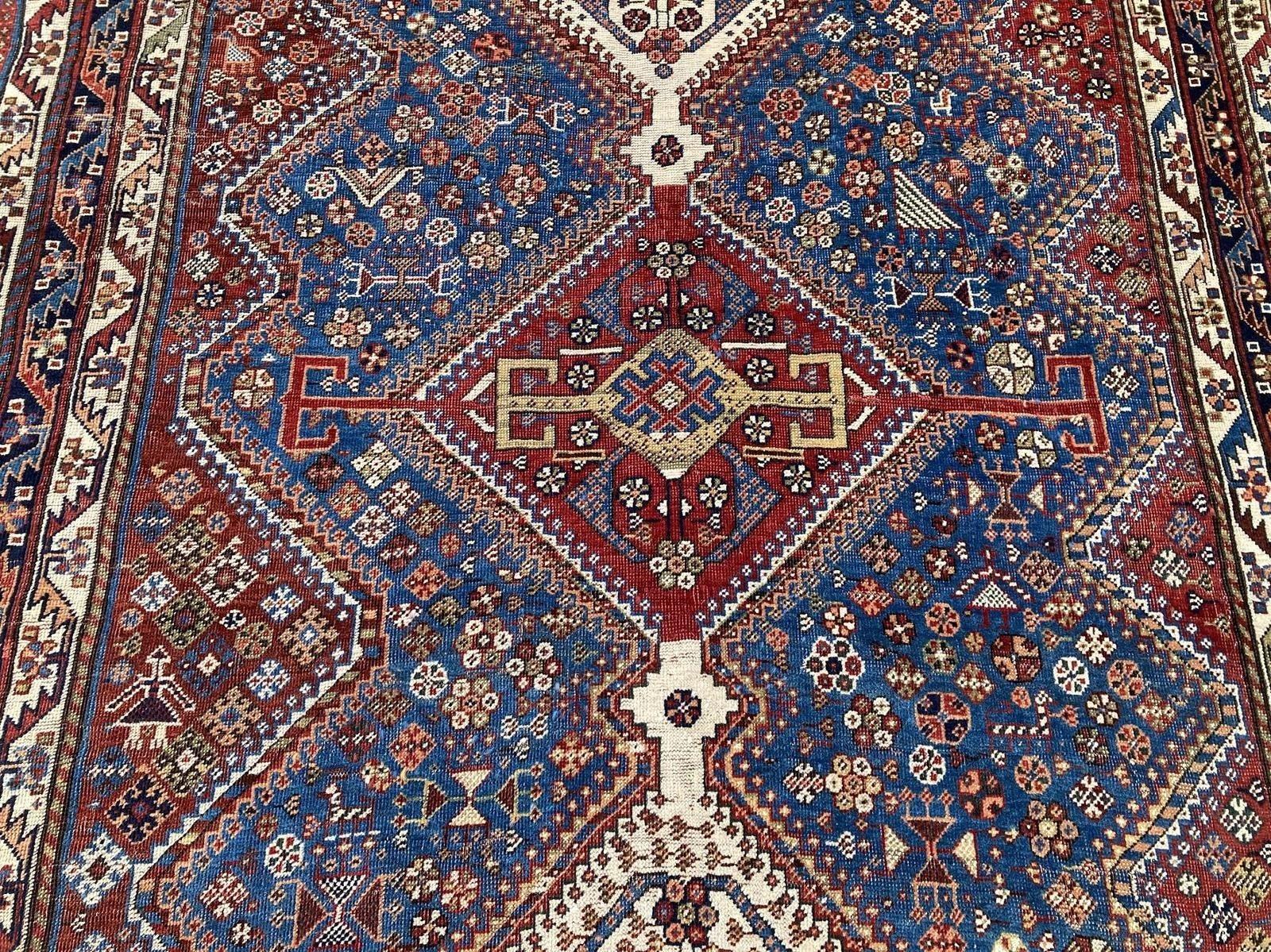Antique Qashqai Rug 2.54m X 1.41m For Sale 1