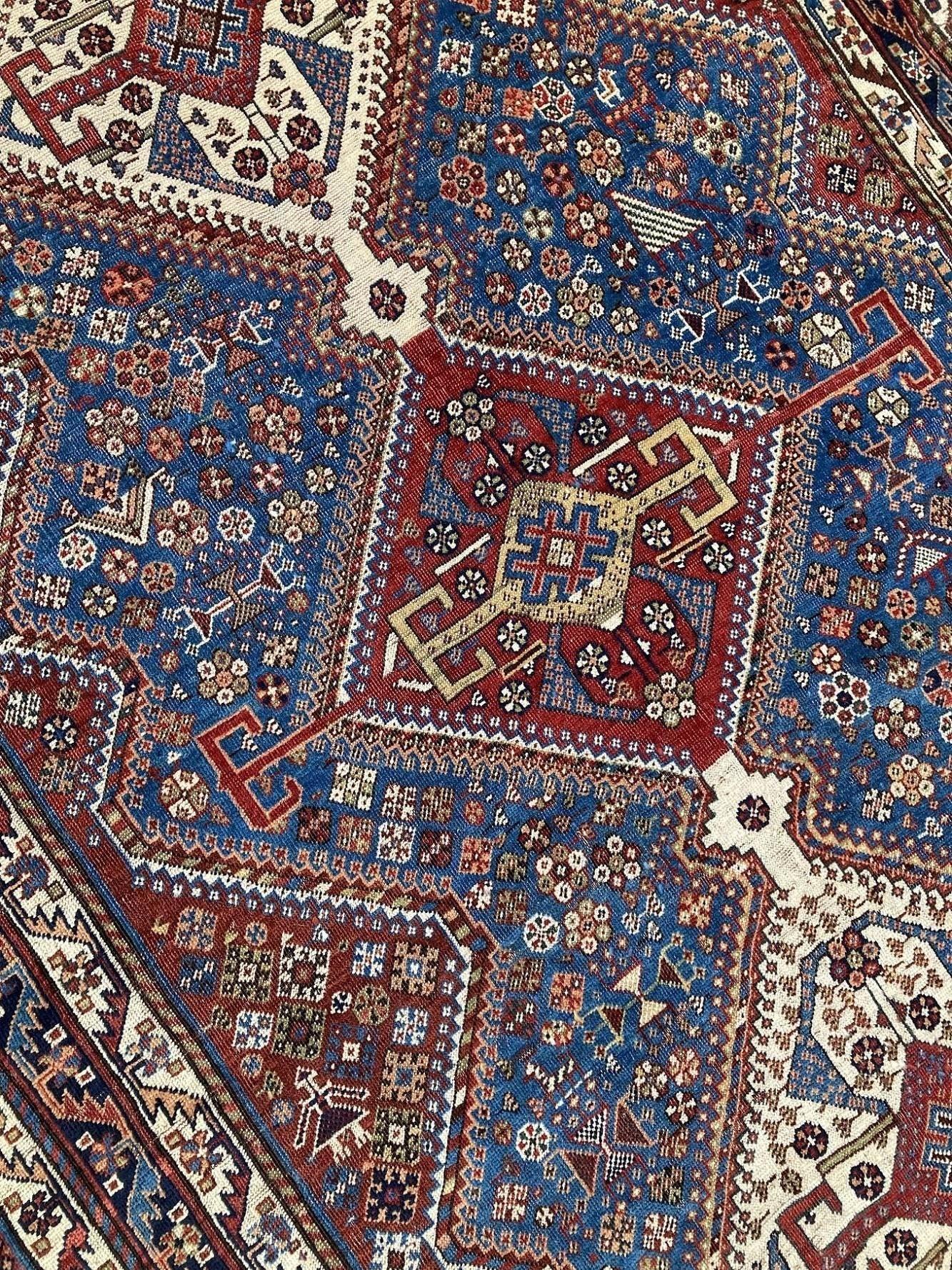 Antique Qashqai Rug 2.54m X 1.41m For Sale 4