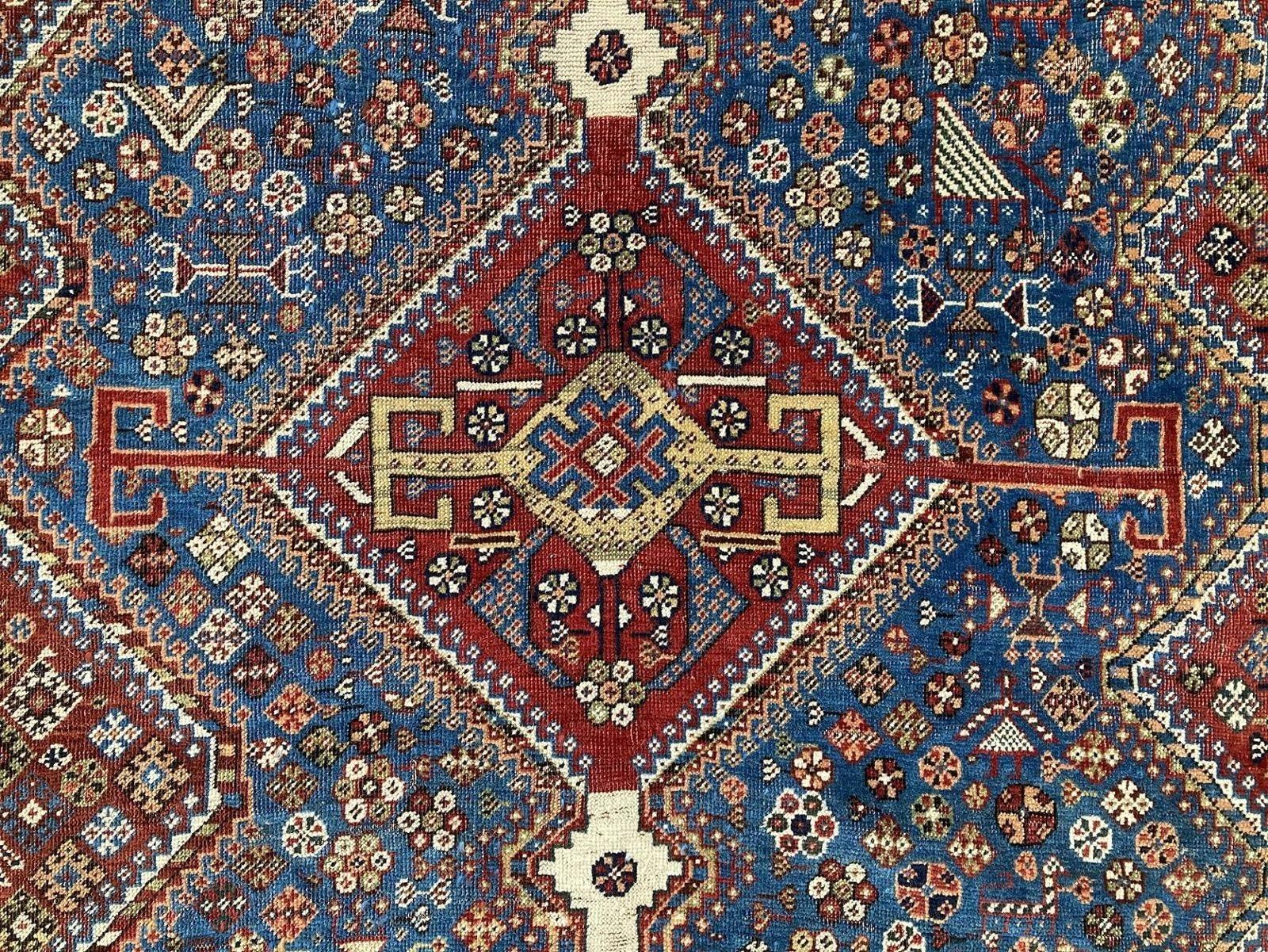 Antique Qashqai Rug 2.54m X 1.41m For Sale 4