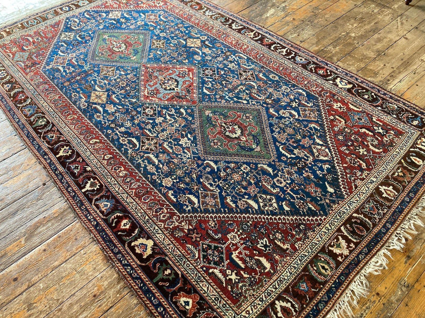 Début du 20ème siècle Tapis Qashqai ancien de 2,62 m x 1,57 m en vente