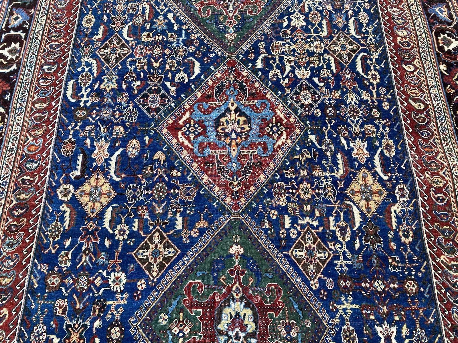 Antique Qashqai Rug 2.62m X 1.57m For Sale 2