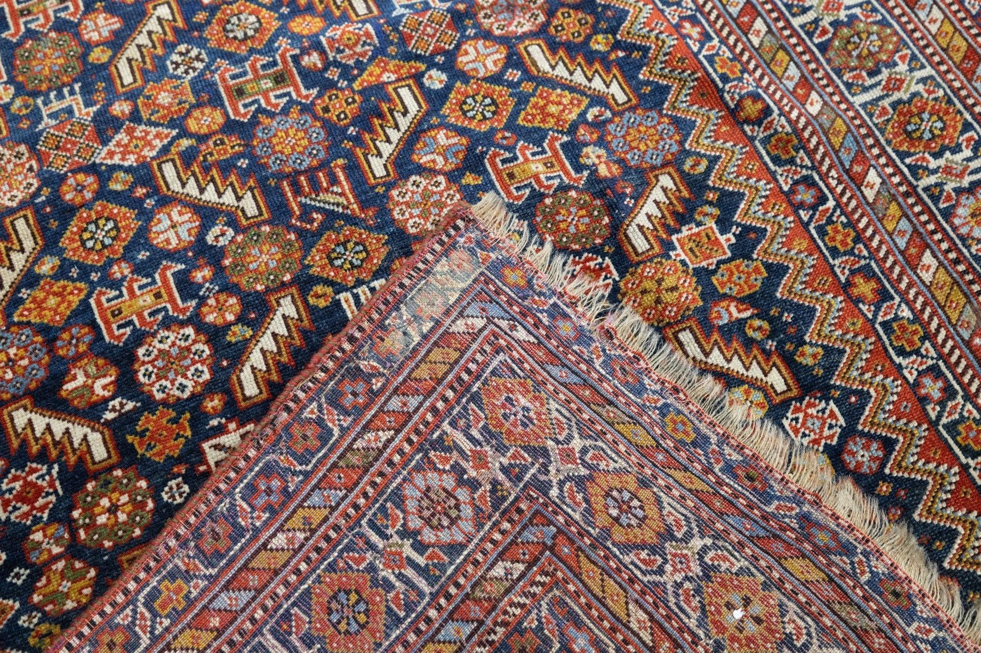 Antique Qashqai Rug 3'6'' x 7'5'' For Sale 3