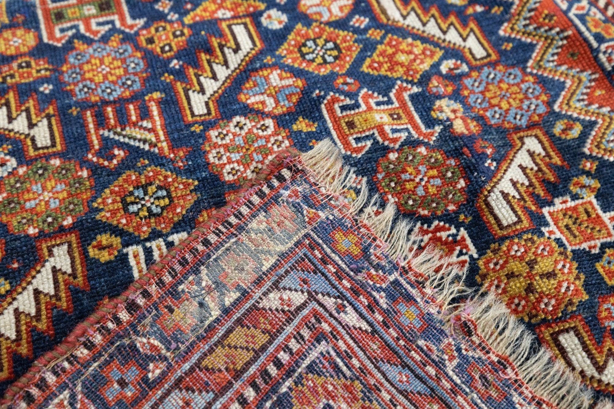 Antique Qashqai Rug 3'6'' x 7'5'' For Sale 4