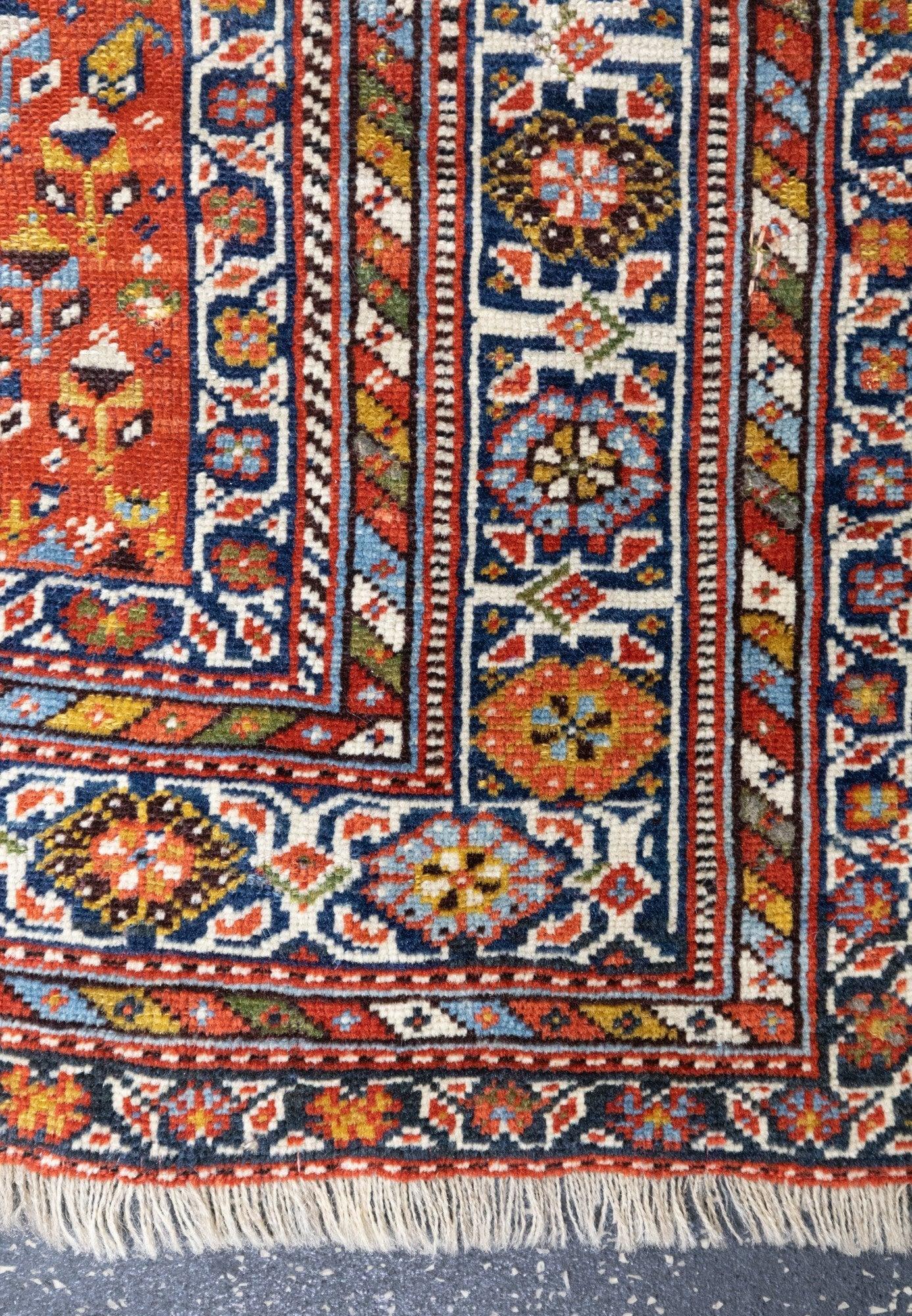 Antique Qashqai Rug 3'6'' x 7'5'' In Fair Condition For Sale In New York, NY