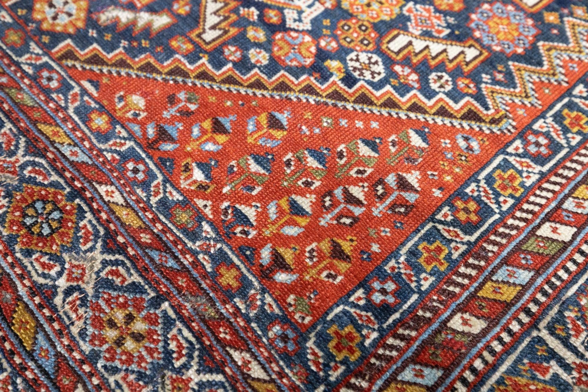 Wool Antique Qashqai Rug 3'6'' x 7'5'' For Sale