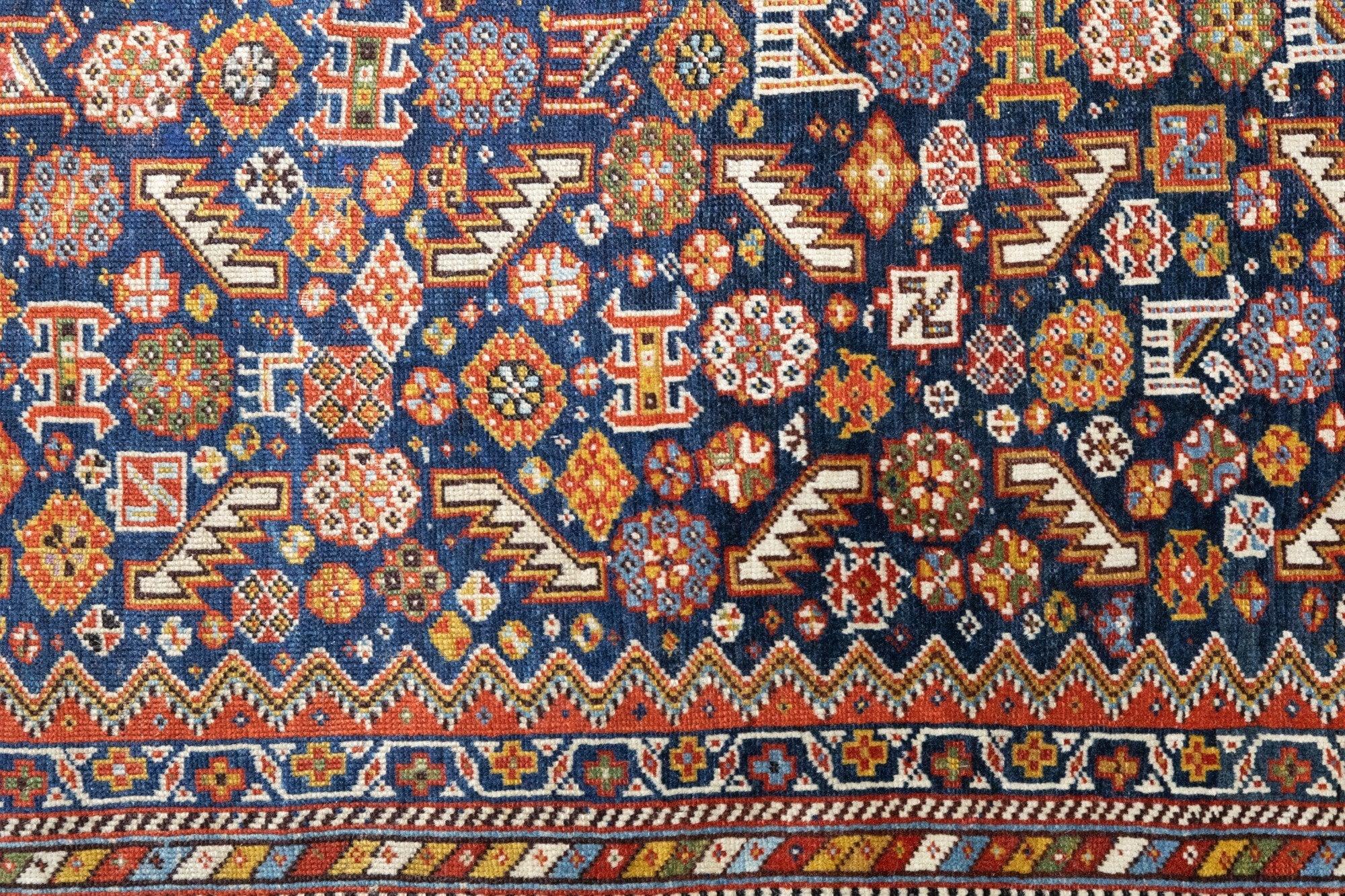 Antique Qashqai Rug 3'6'' x 7'5'' For Sale 1
