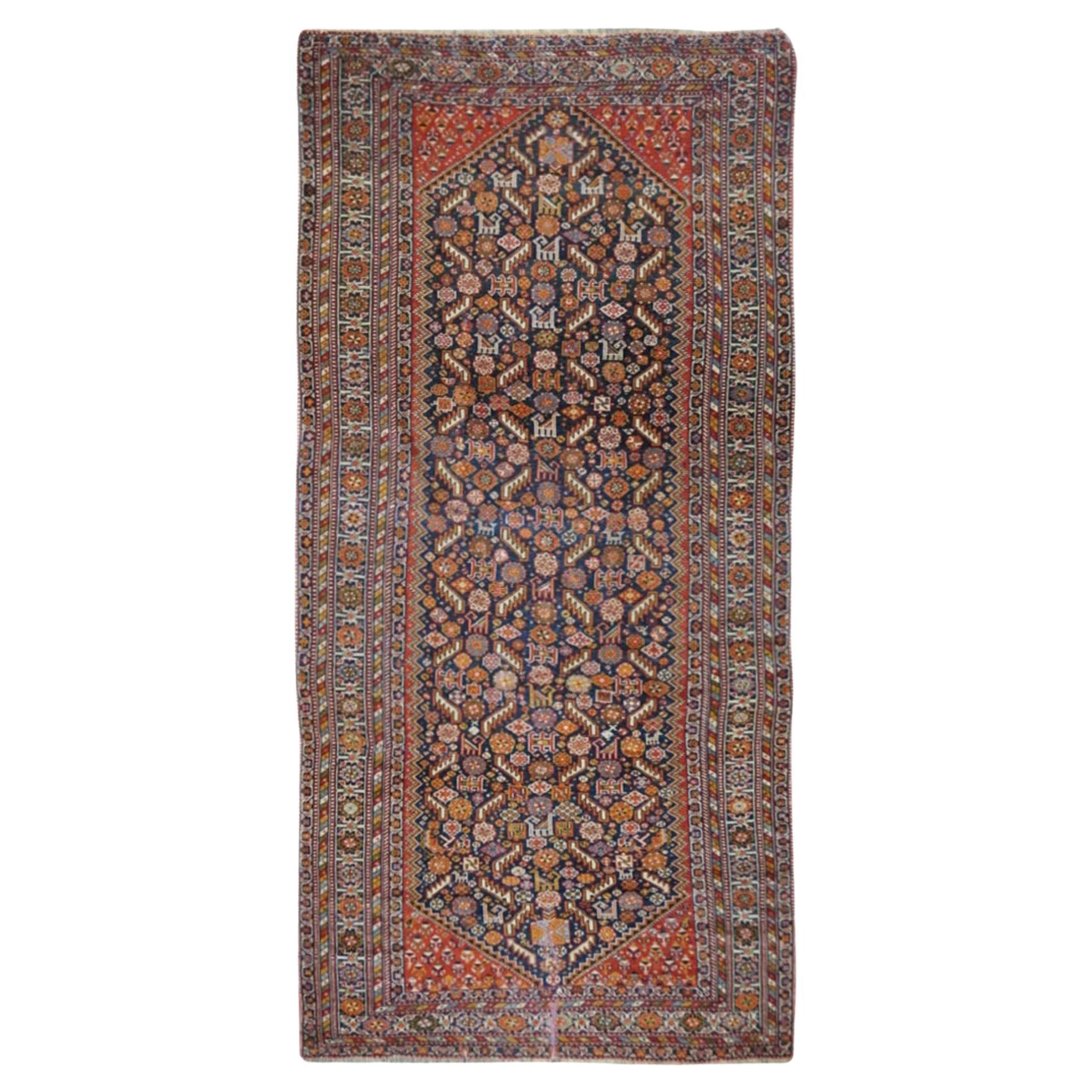 Antique Qashqai Rug 3'6'' x 7'5'' For Sale