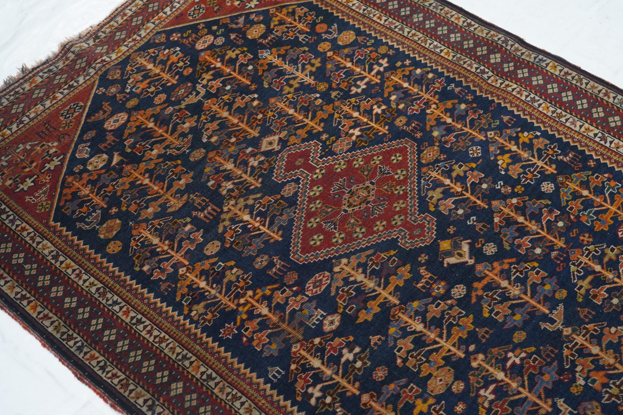 Antique Qashqai Rug For Sale 1