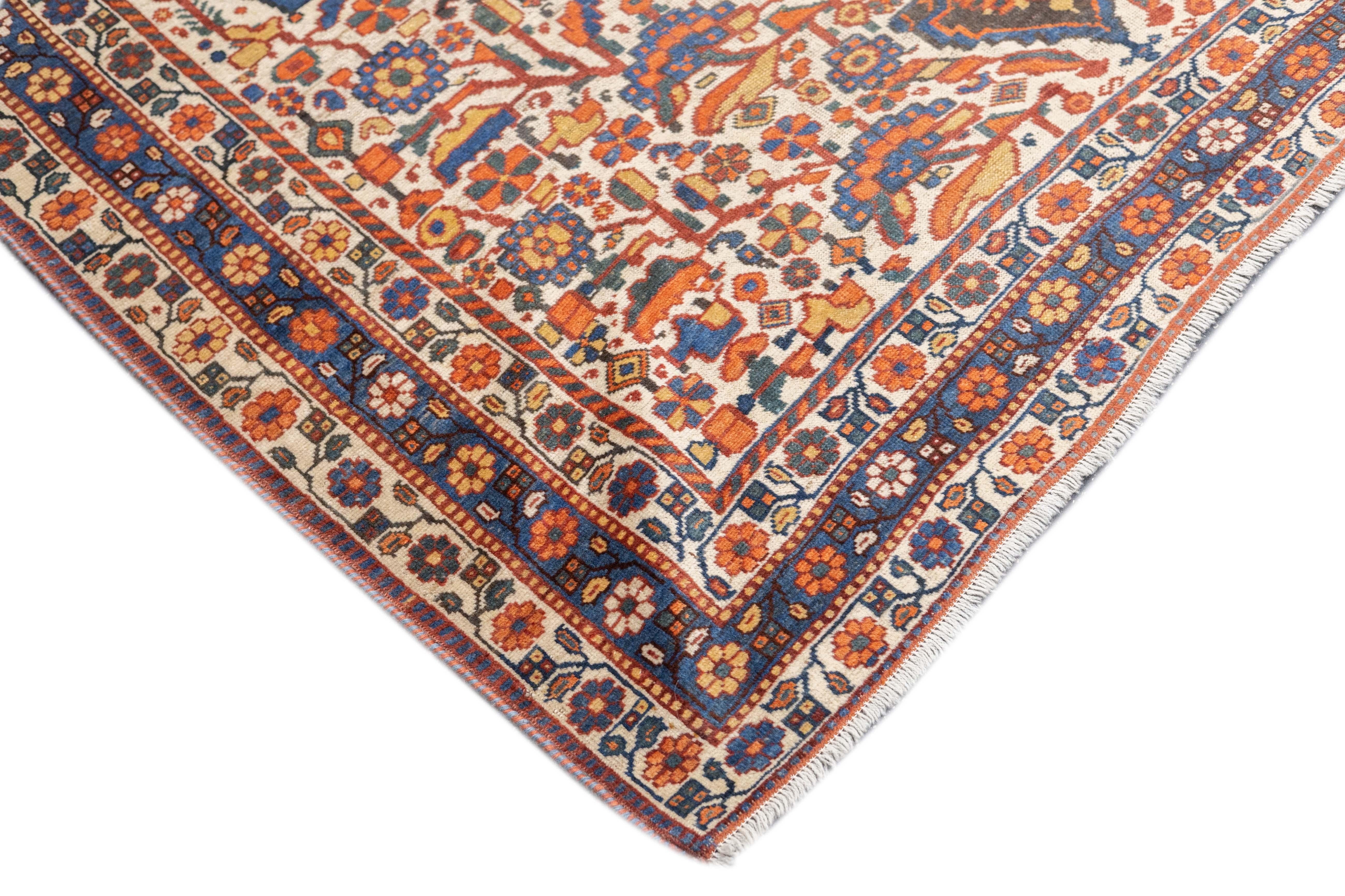 Hand-Knotted Antique Qashqai Rug 4'10'' x 6'0