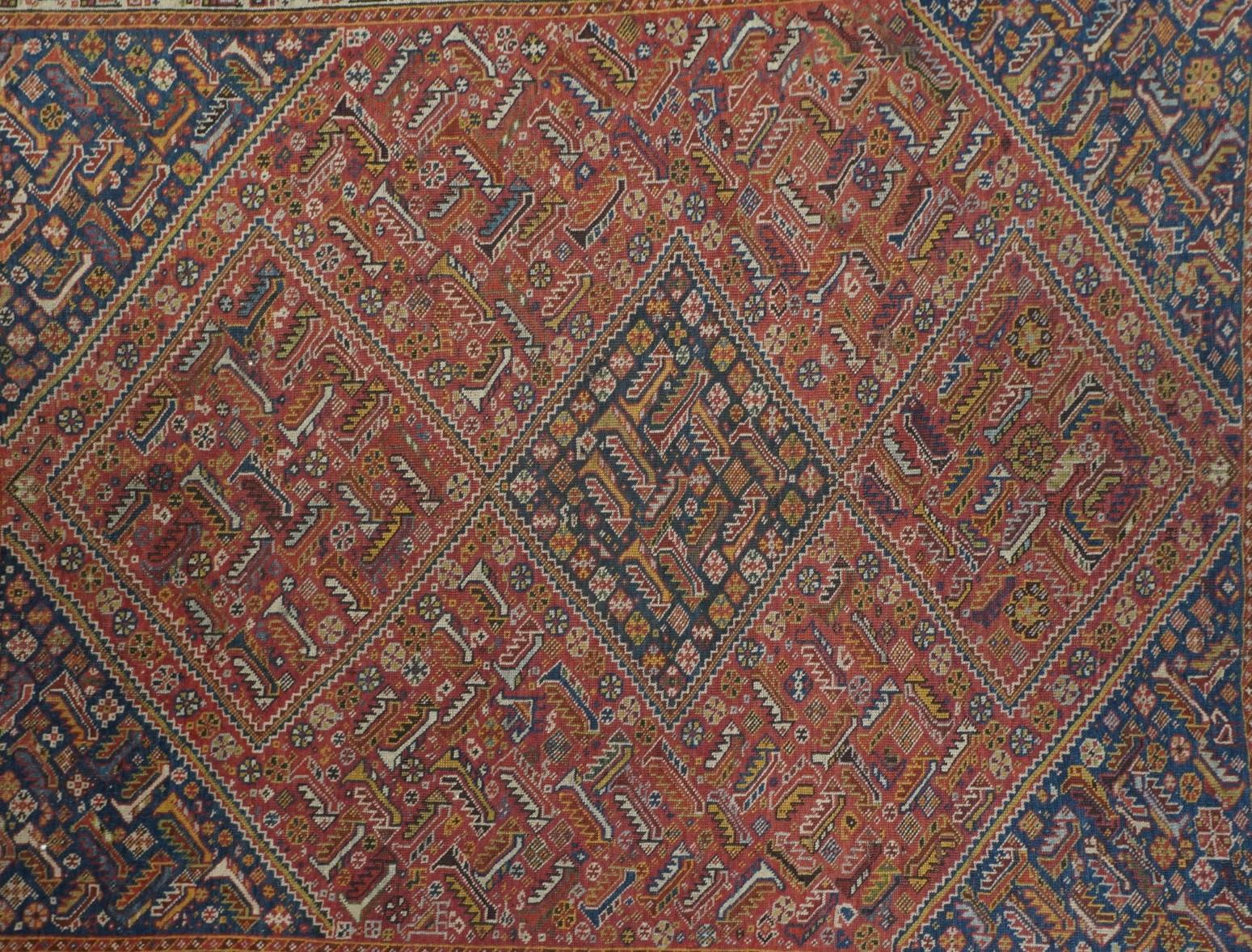 Persiano Tappeto antico Qashqai 4'2'' x 5'2'' in vendita