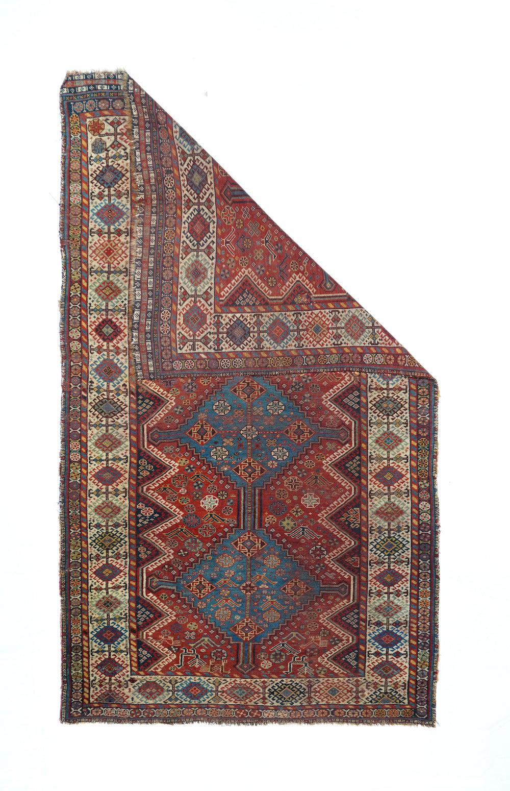 Antique Qashqai rug 4'5'' x 7'7''.
