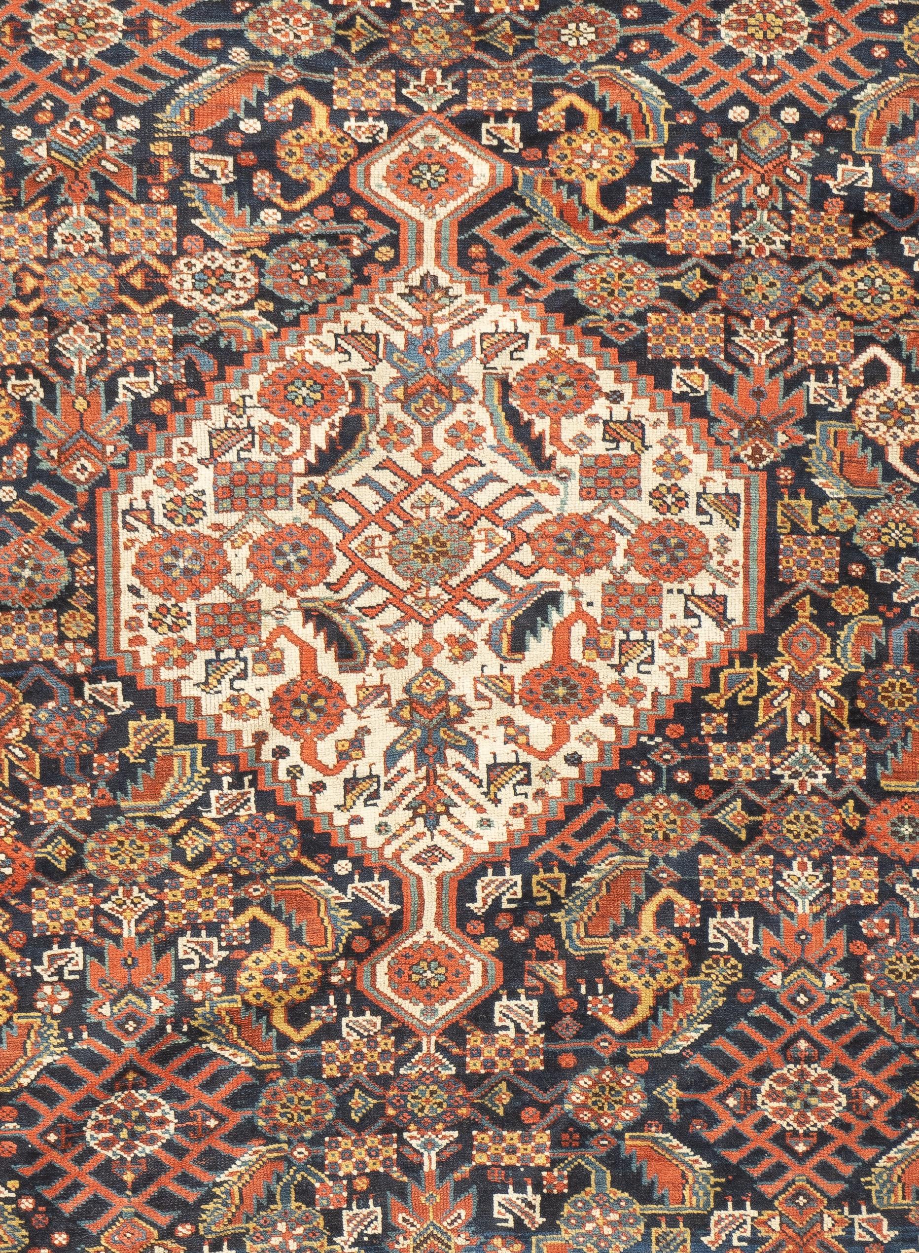 Persian Antique Qashqai Rug 4'7'' x 6'3'' For Sale