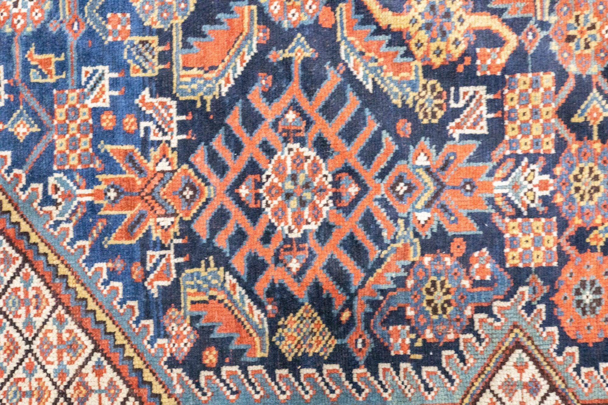 19th Century Antique Qashqai Rug 4'7'' x 6'3'' For Sale