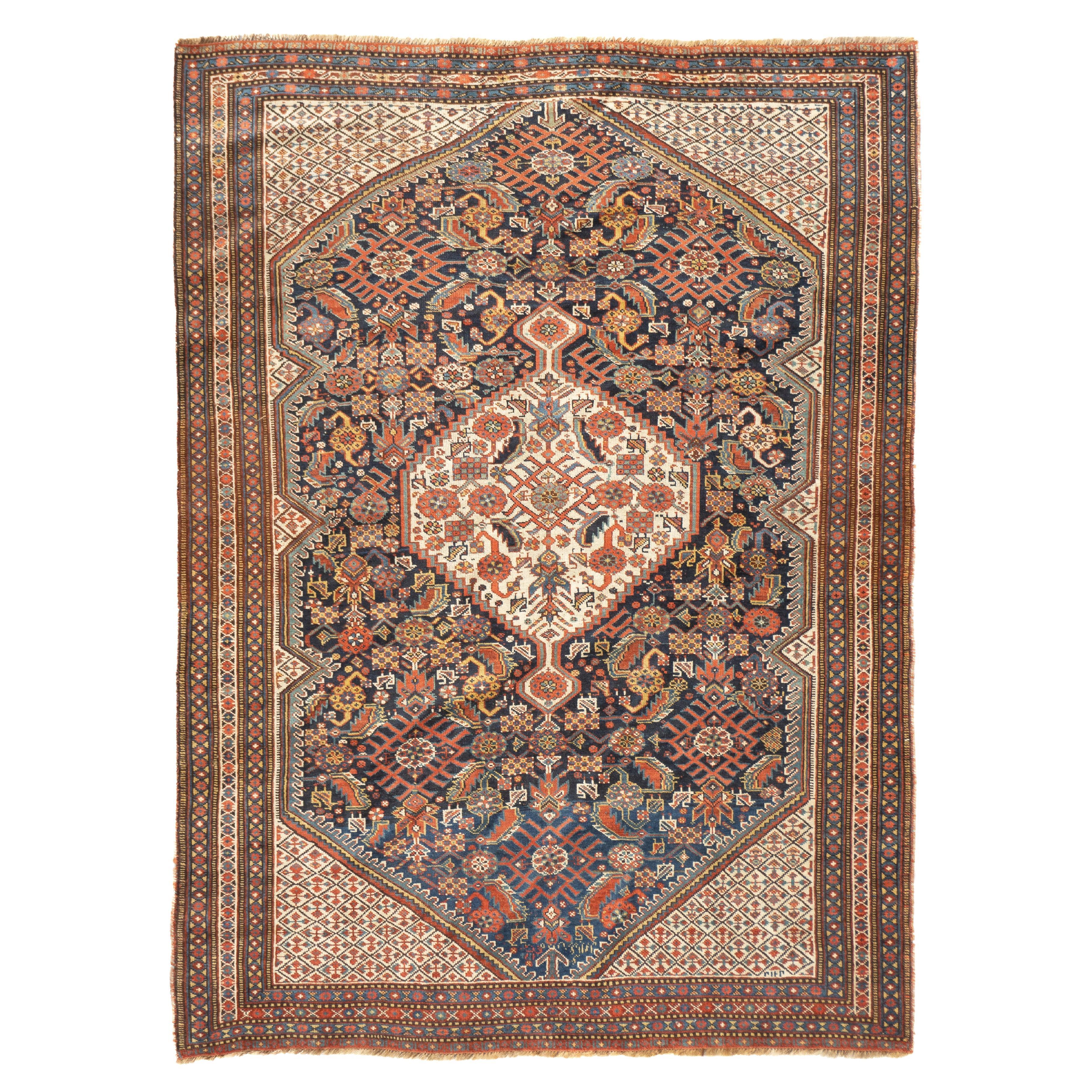 Antique Qashqai Rug 4'7'' x 6'3'' For Sale