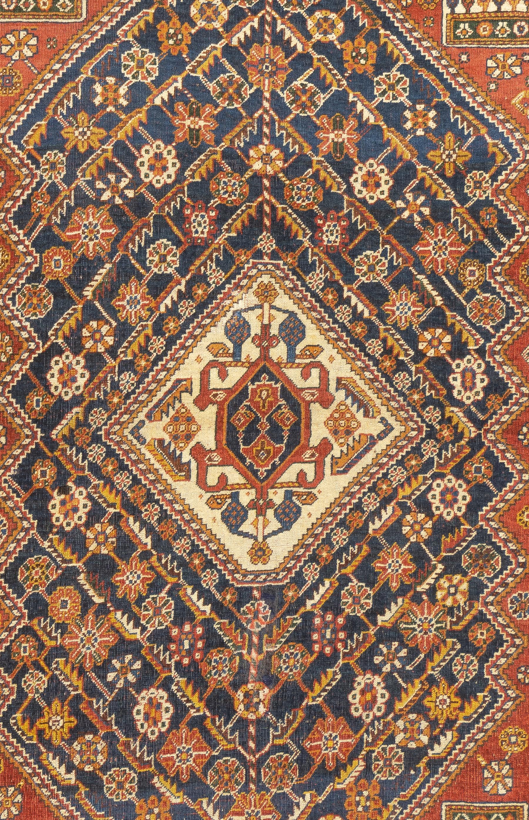 Persiano Tappeto antico Qashqai 4'7'' x 7'2'' in vendita