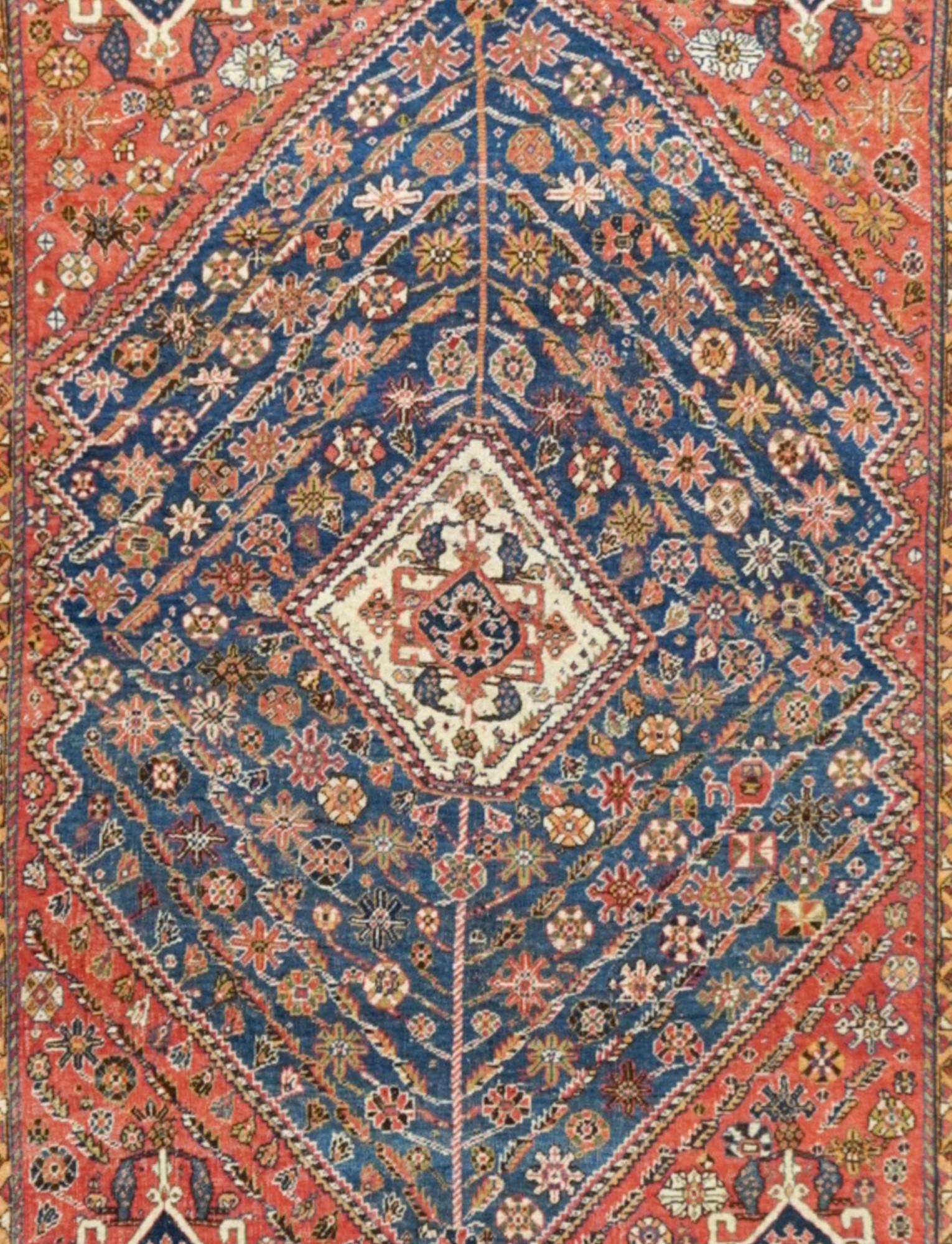 Persian Antique Qashqai Rug 4'9'' x 6'8'' For Sale