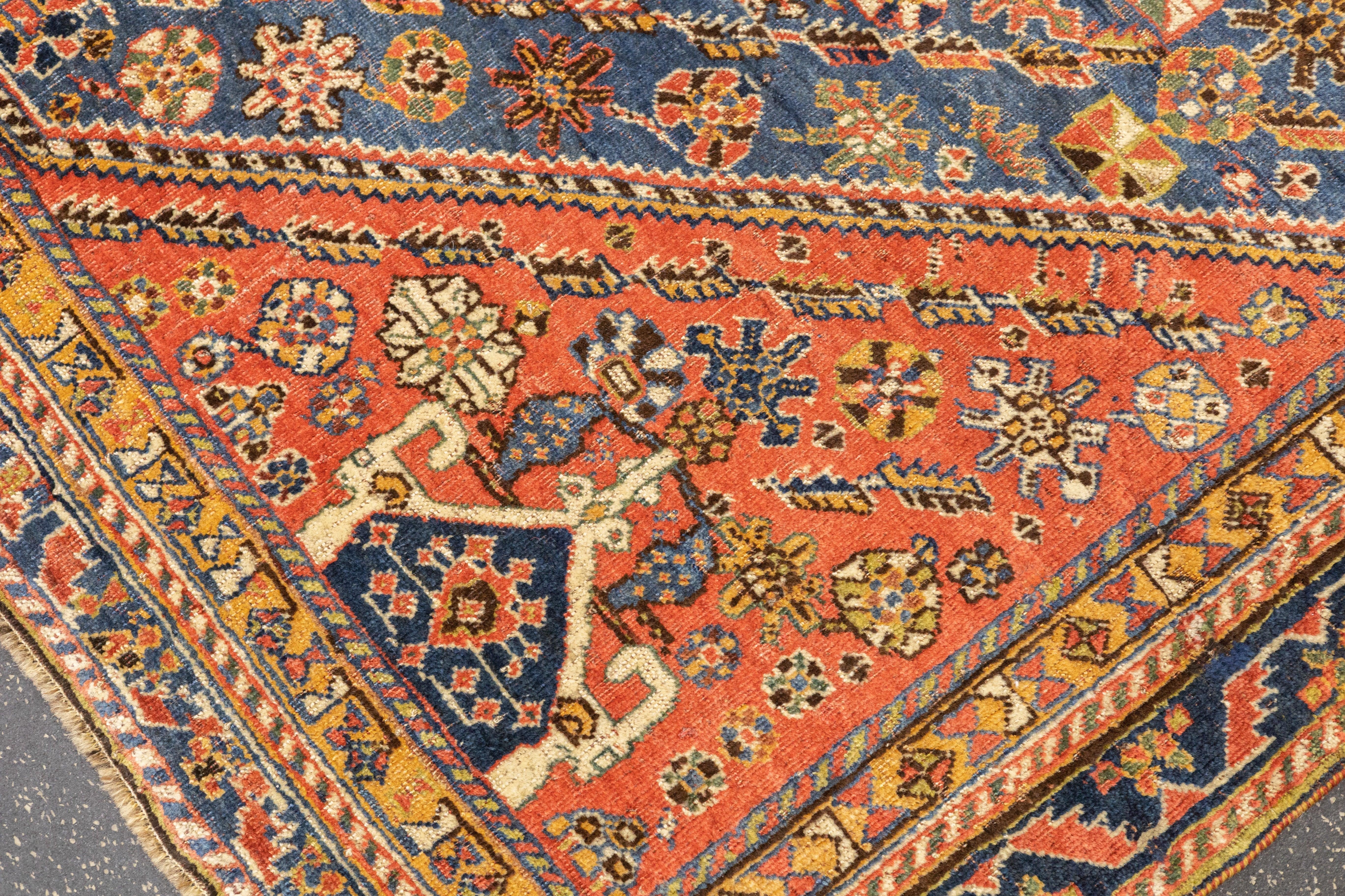 Wool Antique Qashqai Rug 4'9'' x 6'8'' For Sale