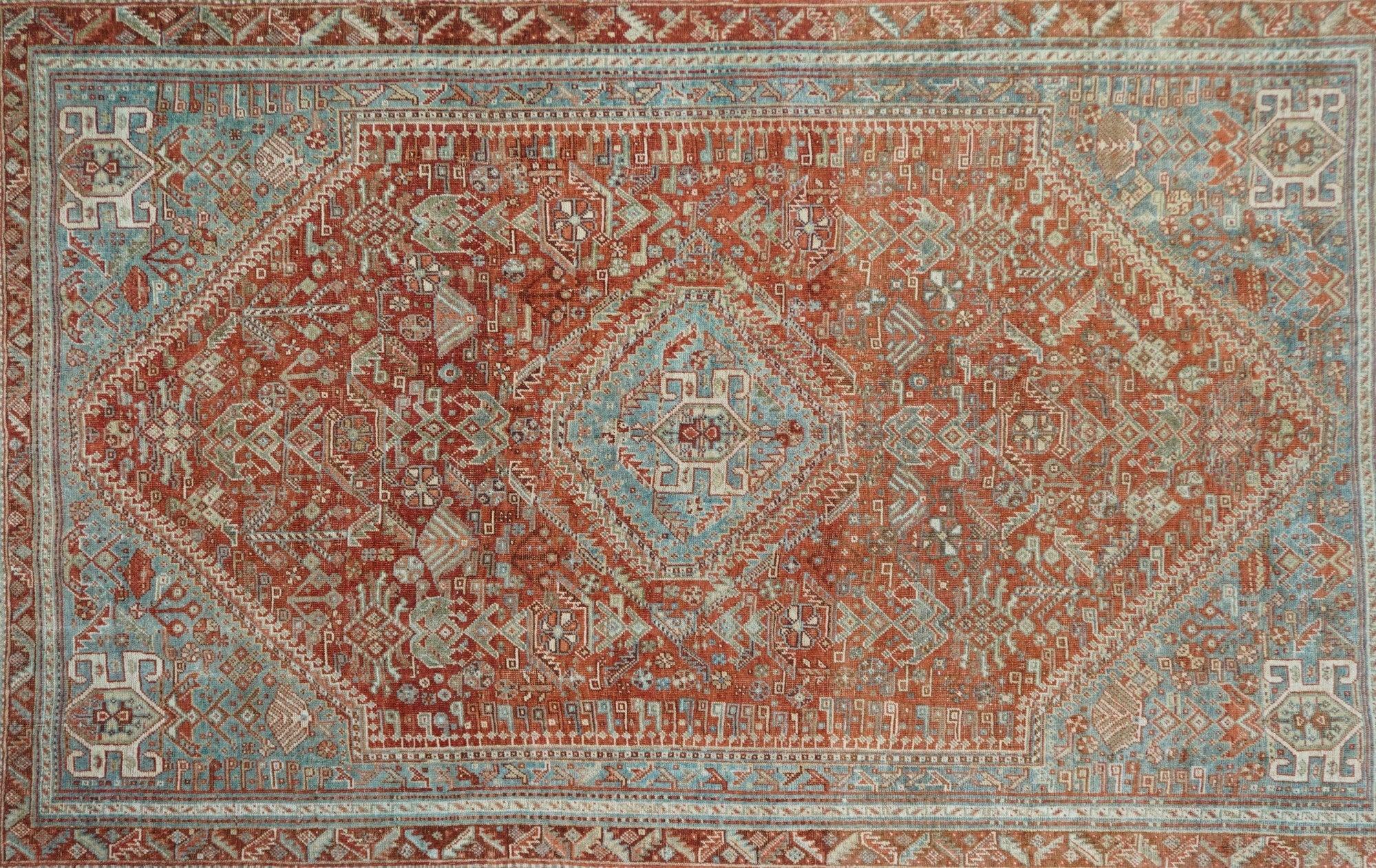 Persian Antique Qashqai Rug 5'2'' x 8'3'' For Sale