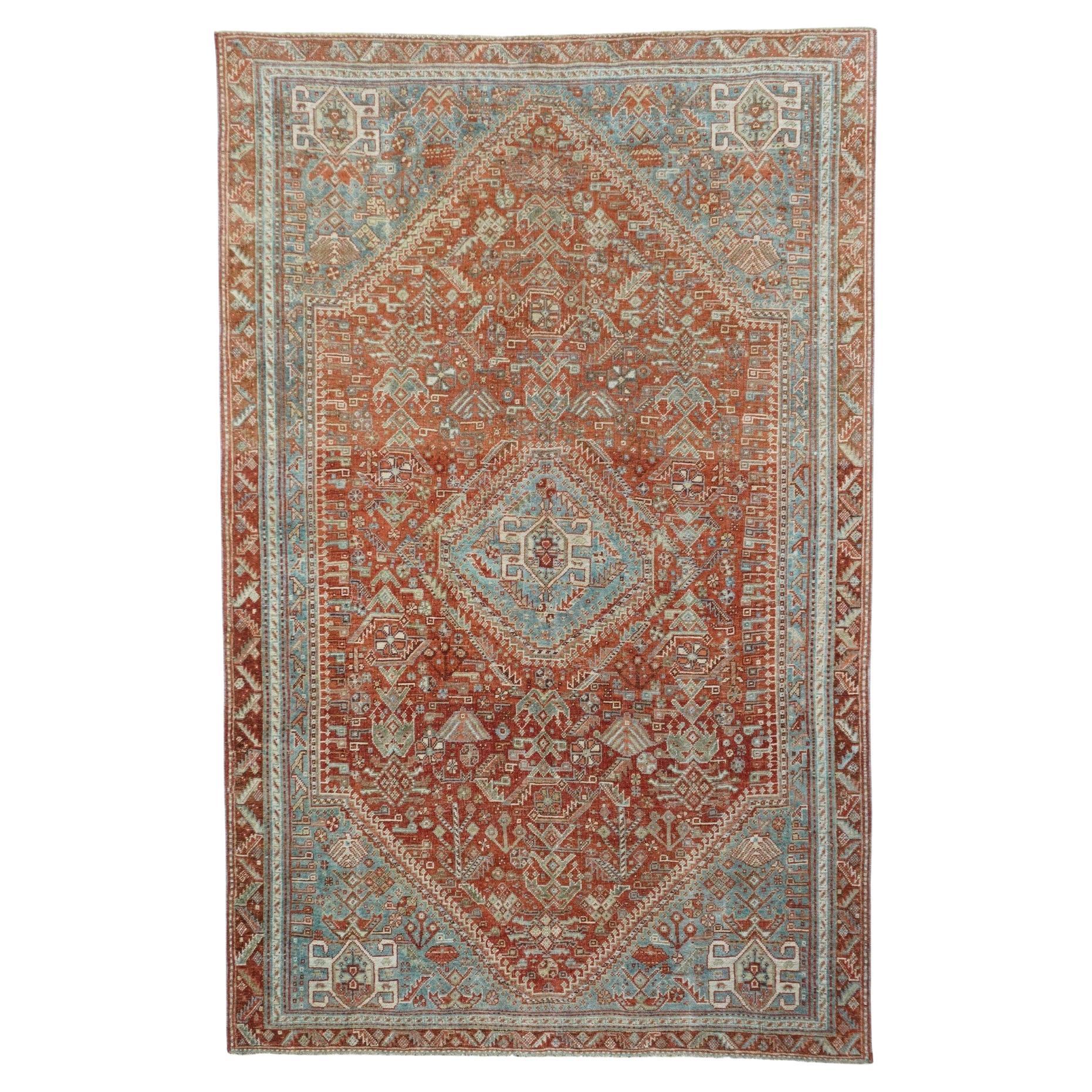 Antique Qashqai Rug 5'2'' x 8'3'' For Sale