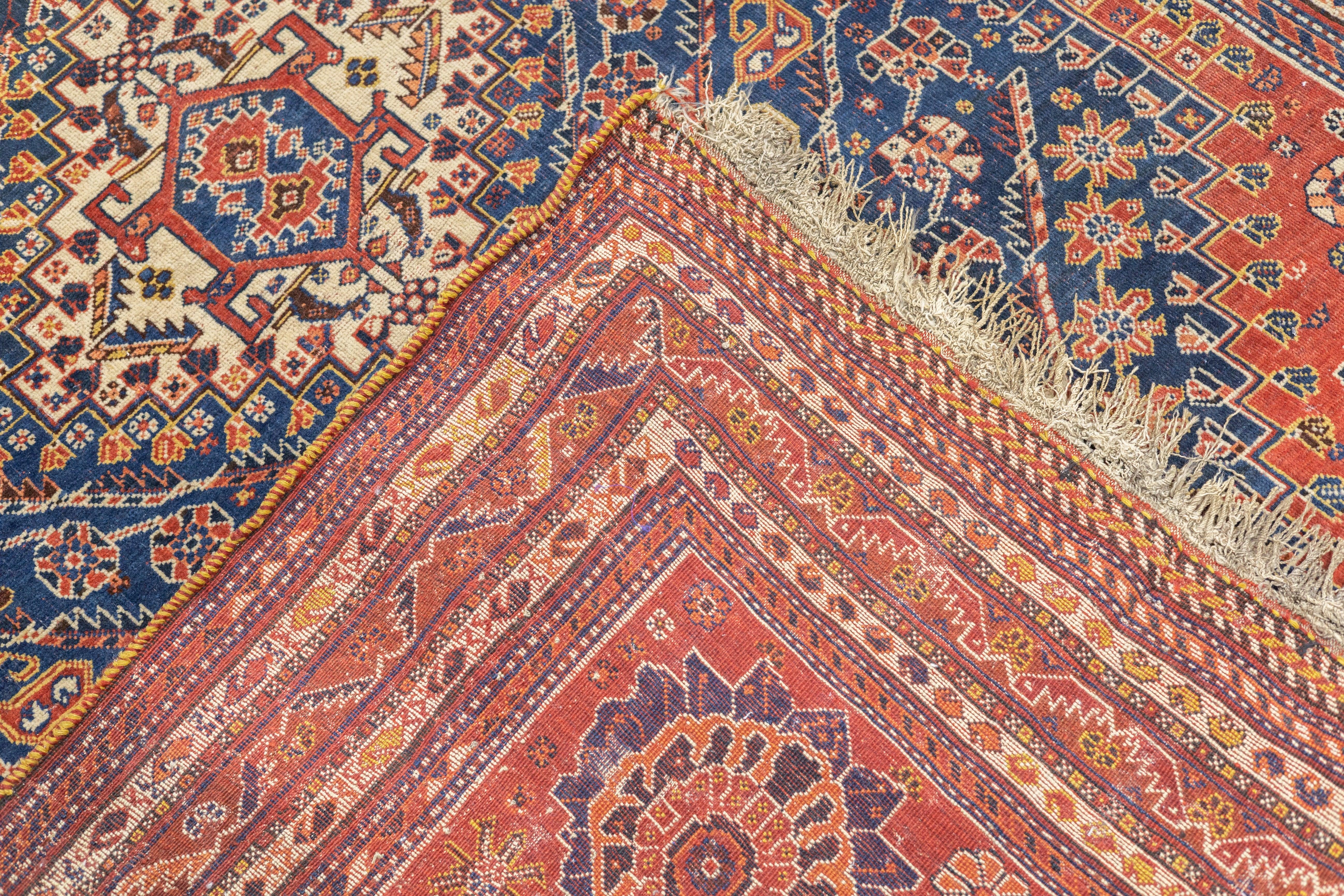 Antique Qashqai Rug 5'4'' x 7'10'' For Sale 6