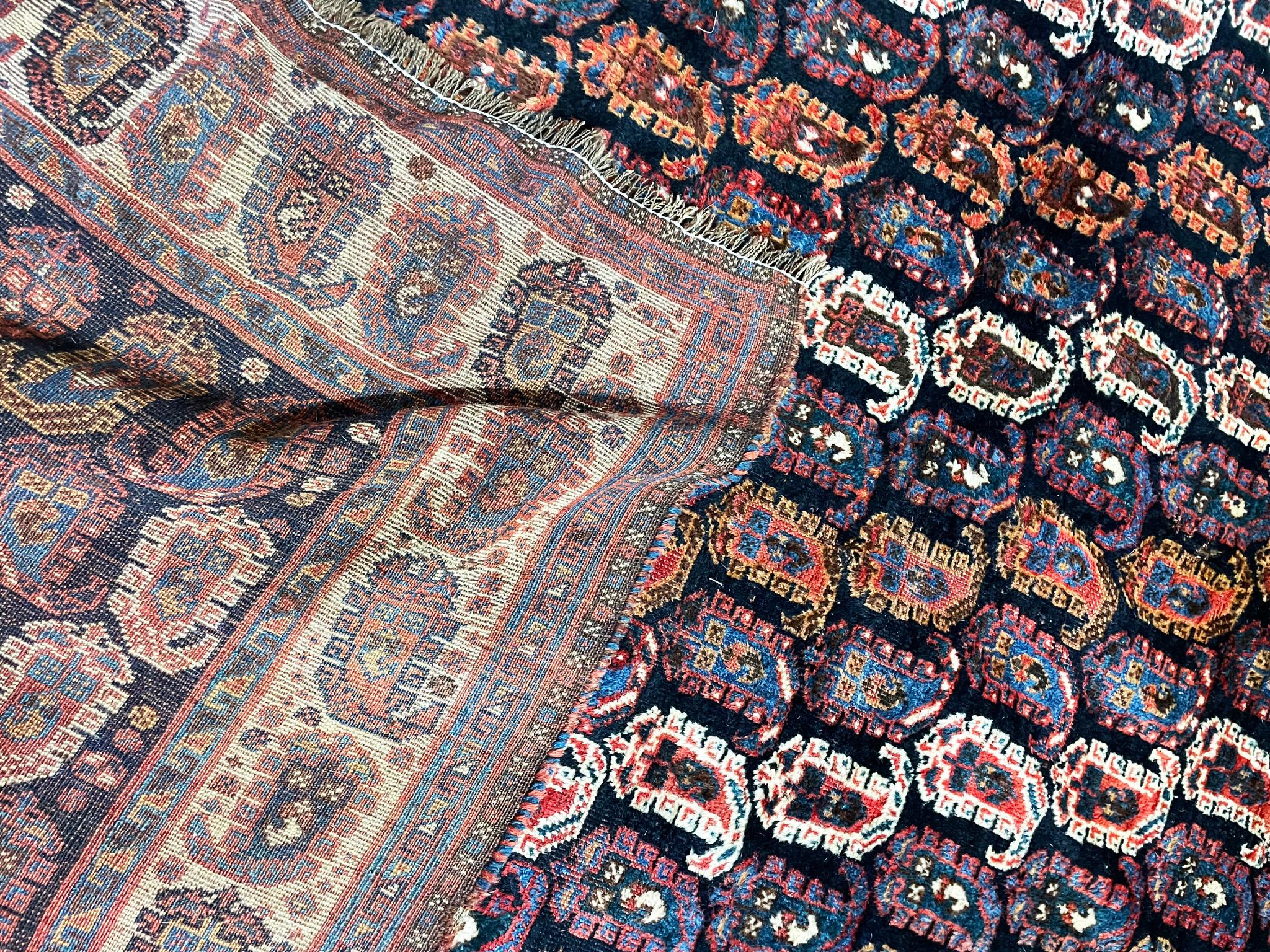 Hand-Knotted Antique Qashqai Rug For Sale