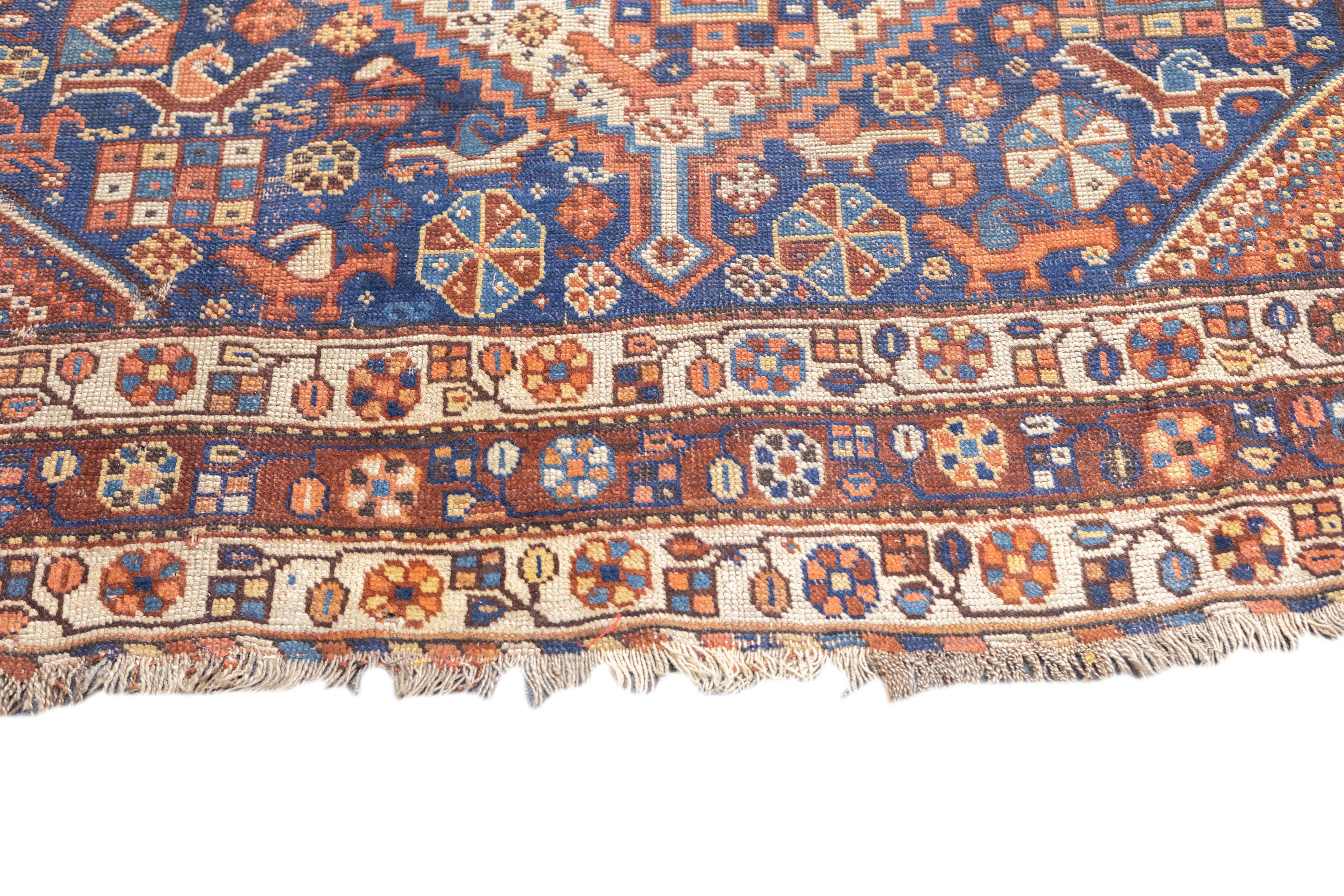 Antiker Qashqai-Teppich 6'2'' x 8'11'' (19. Jahrhundert) im Angebot