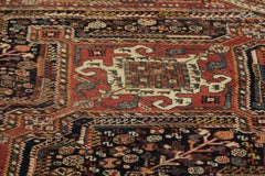 Antique Qashqai Rug in Red and Black with Medallions by Rug and Kilim