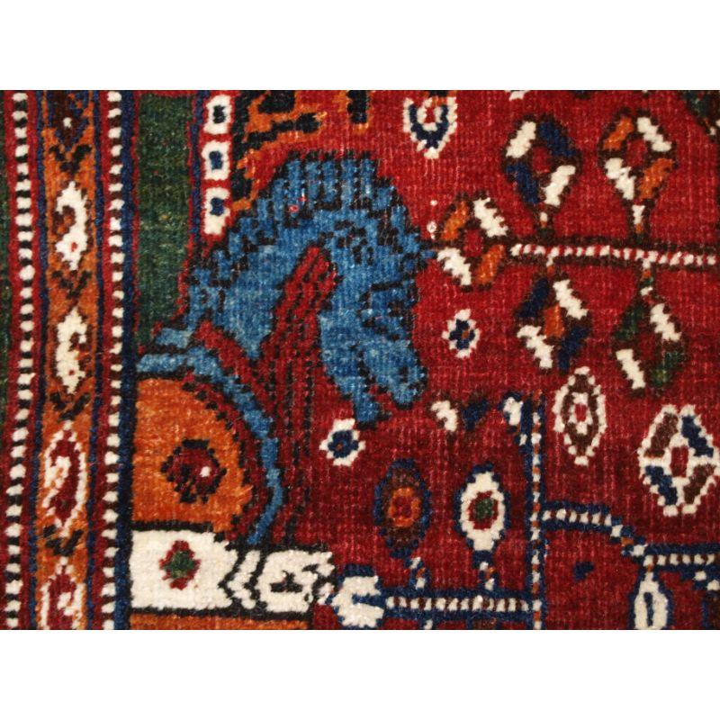 20th Century Antique Qashqai Rug with Classic Medallion Design and Superb Colour For Sale