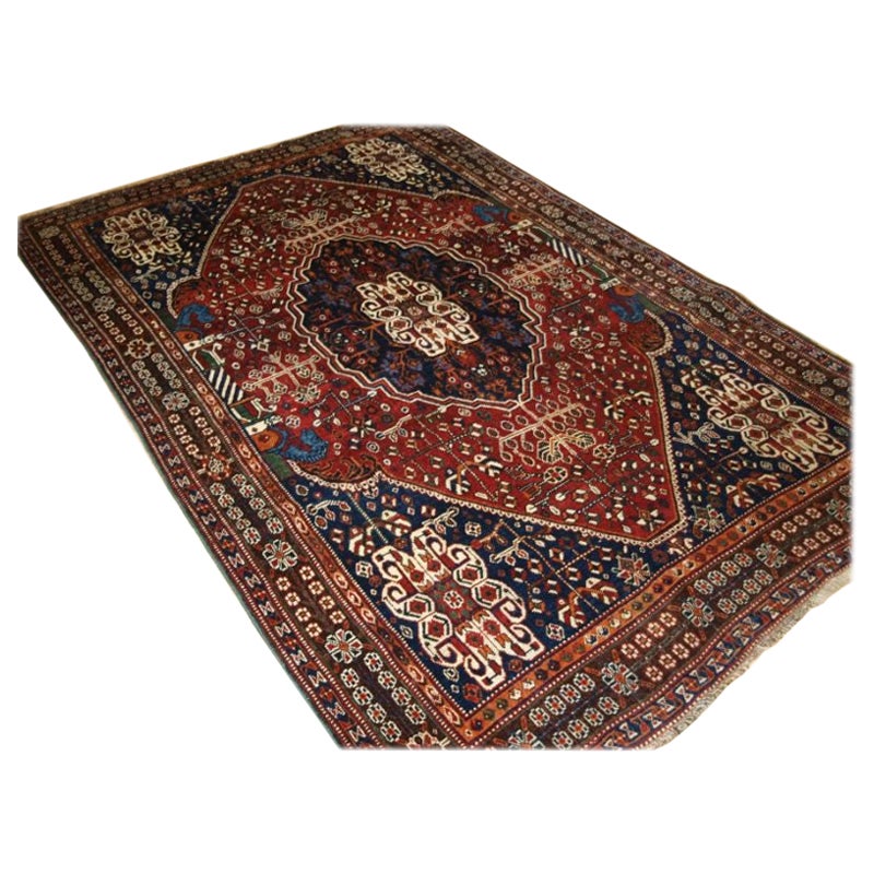 Antiker Gaschgai-Teppich mit klassischem Medaillon-Design und prächtiger Farbe im Angebot