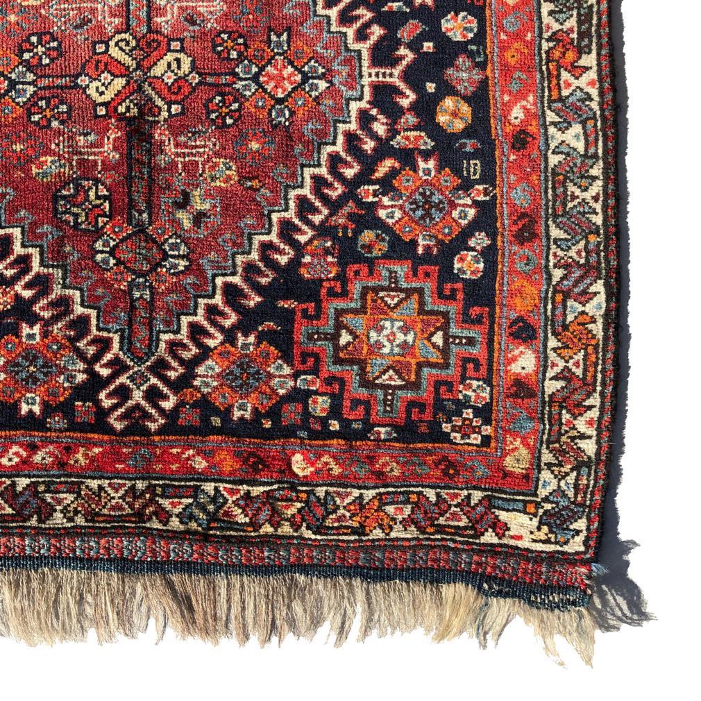 Hand-Knotted Antique Qashqai Saddle Bag Front Panel, Shiraz, Southern Persia For Sale