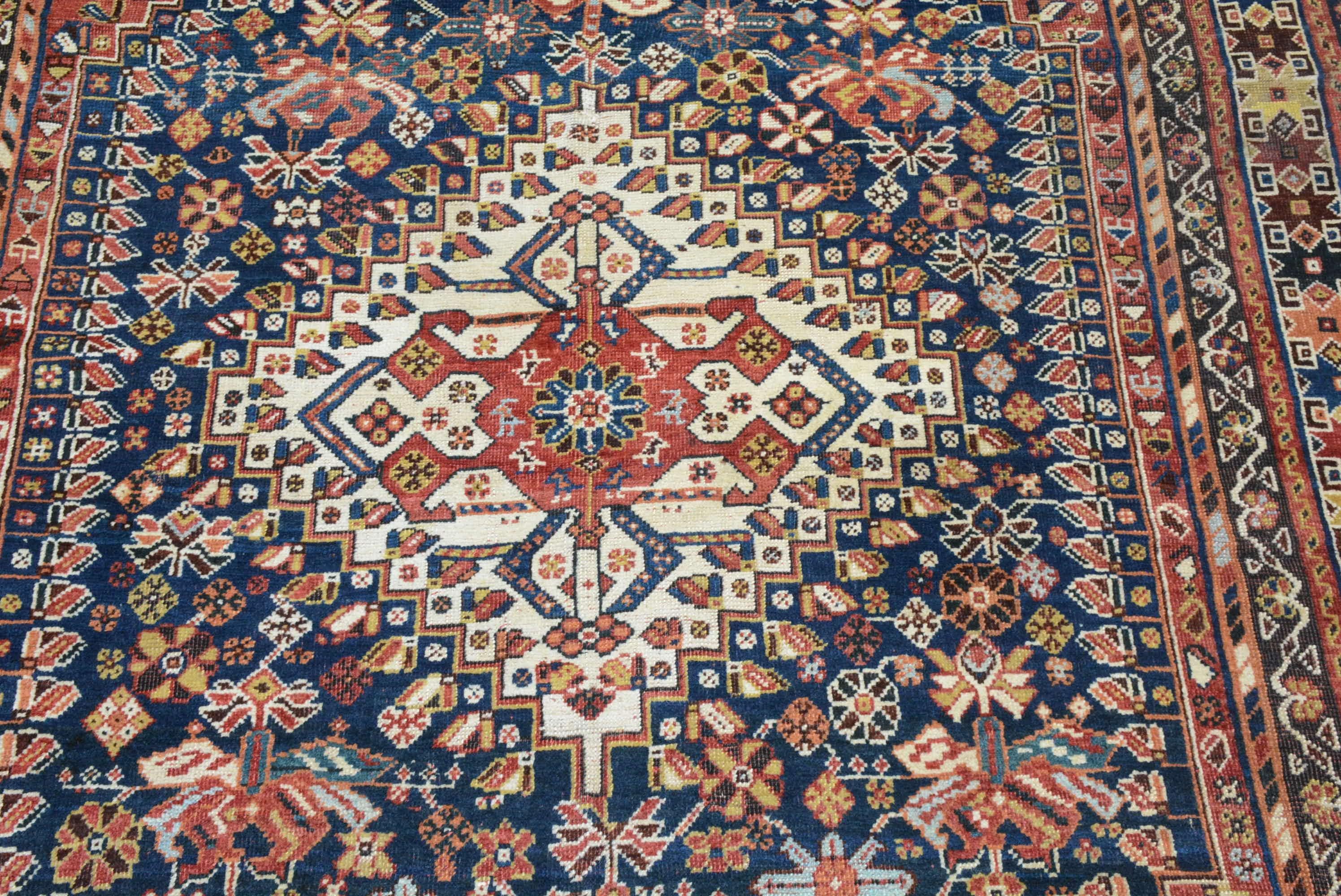 Antique Qashqai Shiraz Carpet In Good Condition For Sale In Closter, NJ