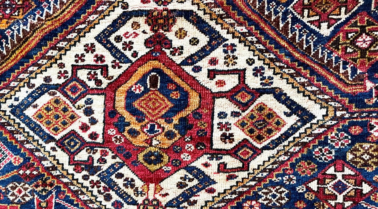 Wool Antique Qashqai/ Shiraz Rug For Sale