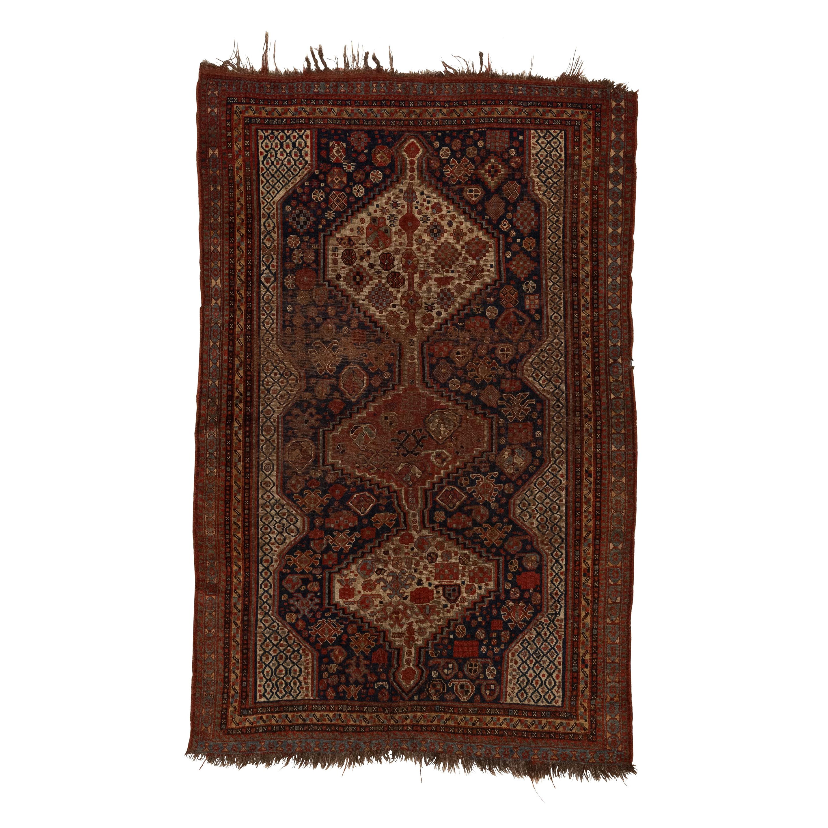 Antiker Qashqai-S Stammeskunst-Teppich