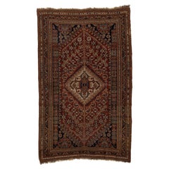 Antique Qashqai Tribal with Central Medallion Rug