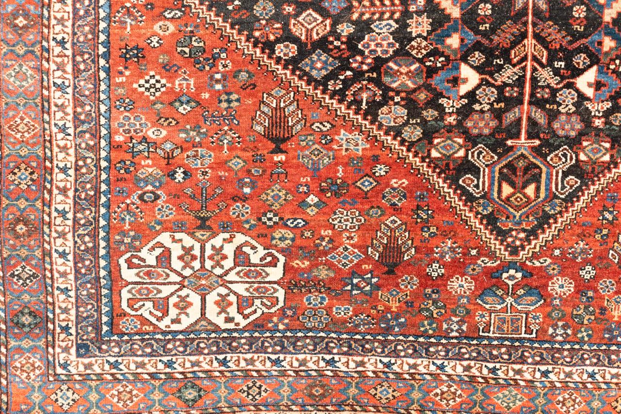 Hand-Woven Antique Qasqai Carpet For Sale