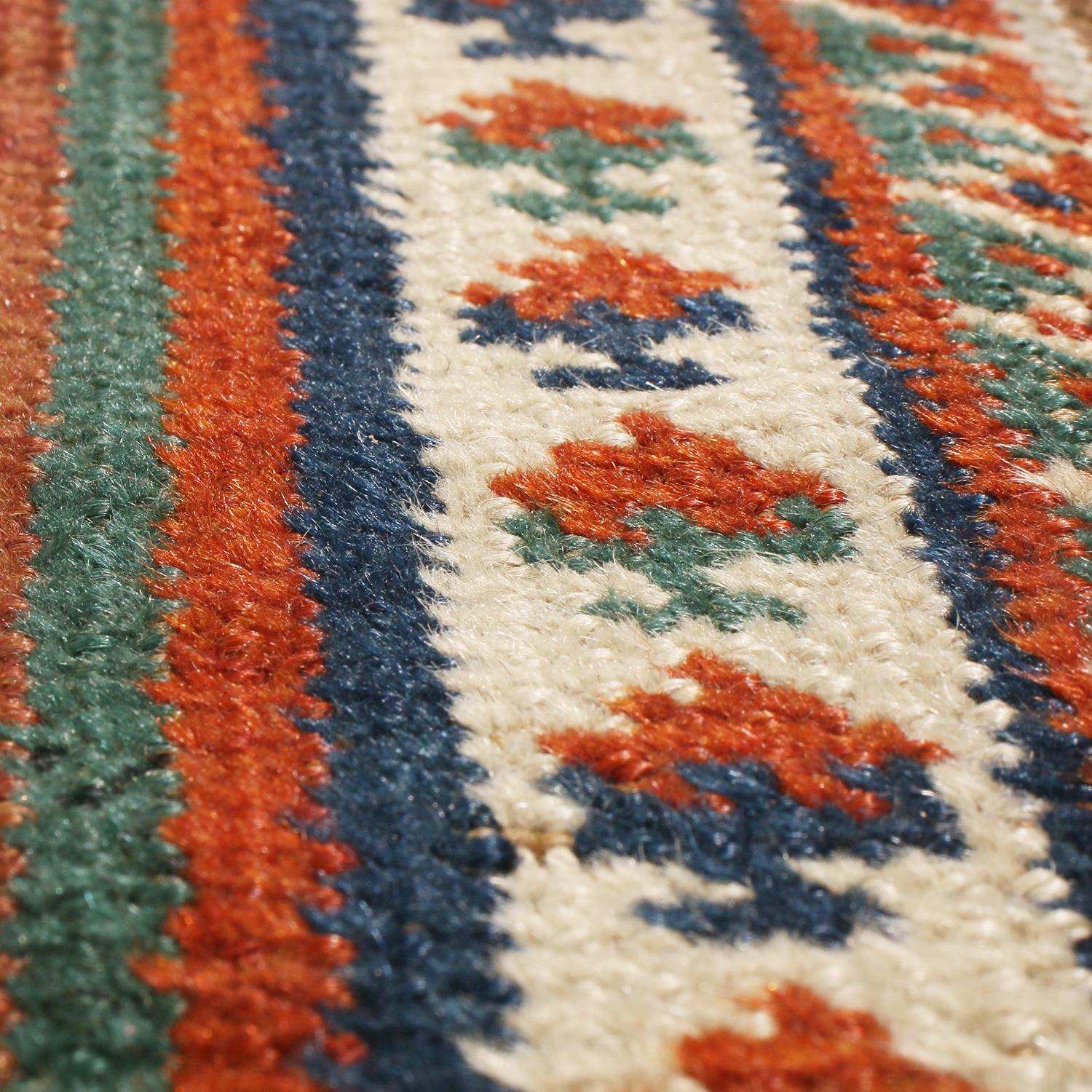 Irish Antique Qasqhai Beige and Burgundy Geometric-Floral Wool Rug by Rug & Kilim For Sale