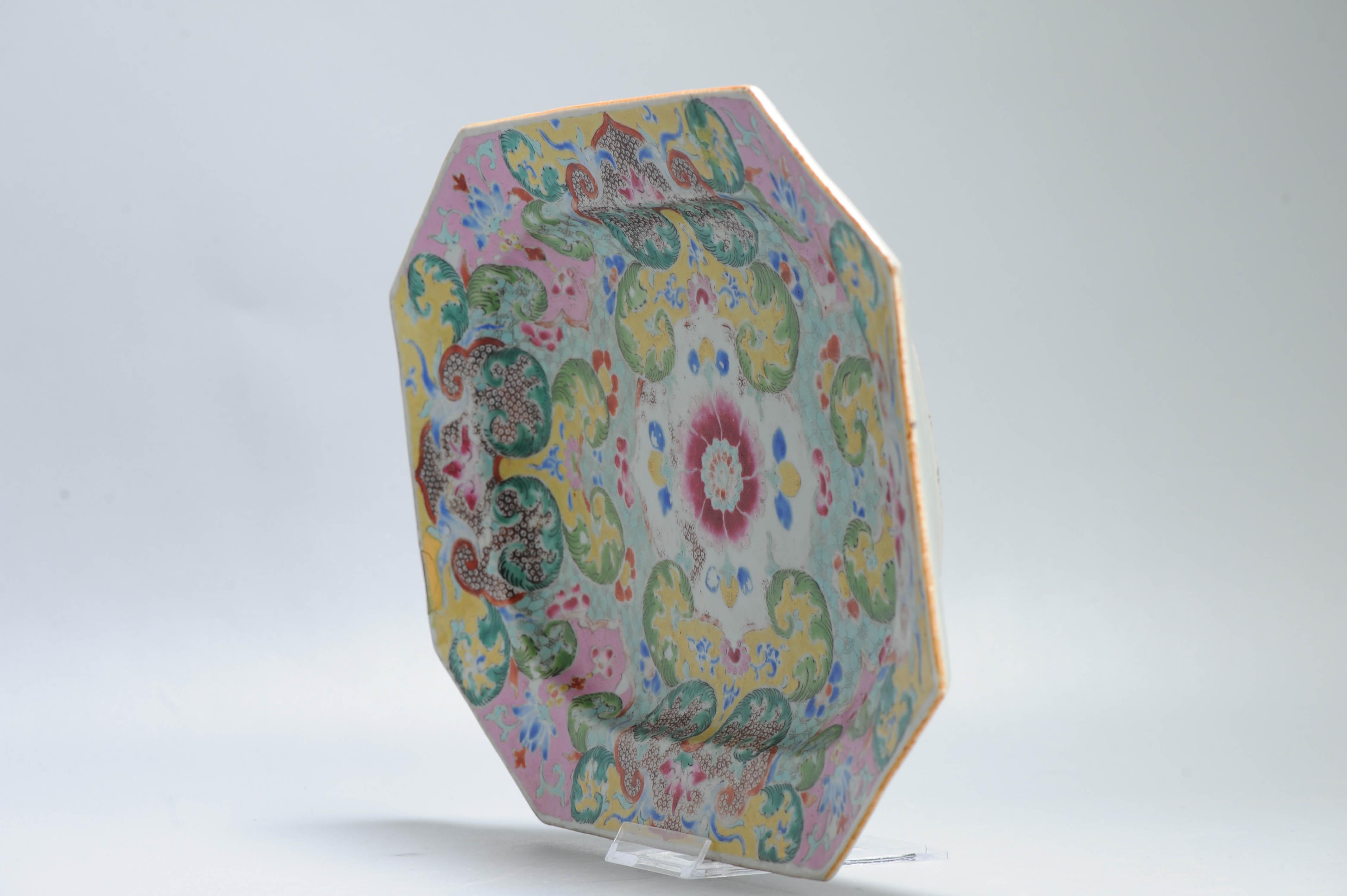 Antique Qianlong 18C Chinese Porcelain Famille Rose Fencai Serving Plate Flowers For Sale 9
