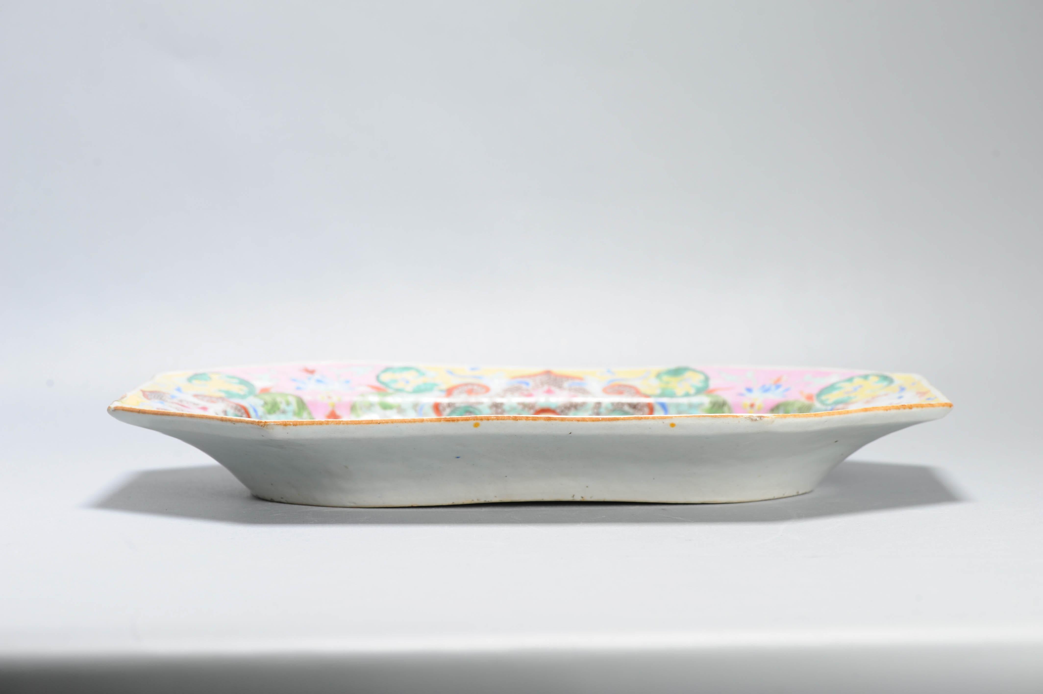 Qing Antique Qianlong 18C Chinese Porcelain Famille Rose Fencai Serving Plate Flowers For Sale
