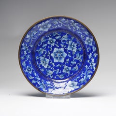 Antique Qianlong 18th Enameled Bronze Cantonese Plate Flower Chinese China