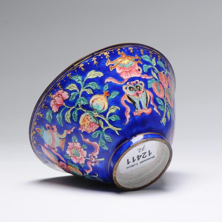 Antique Qianlong 18th Ennamelled Bronze Cantonese Bowl Bajixiang