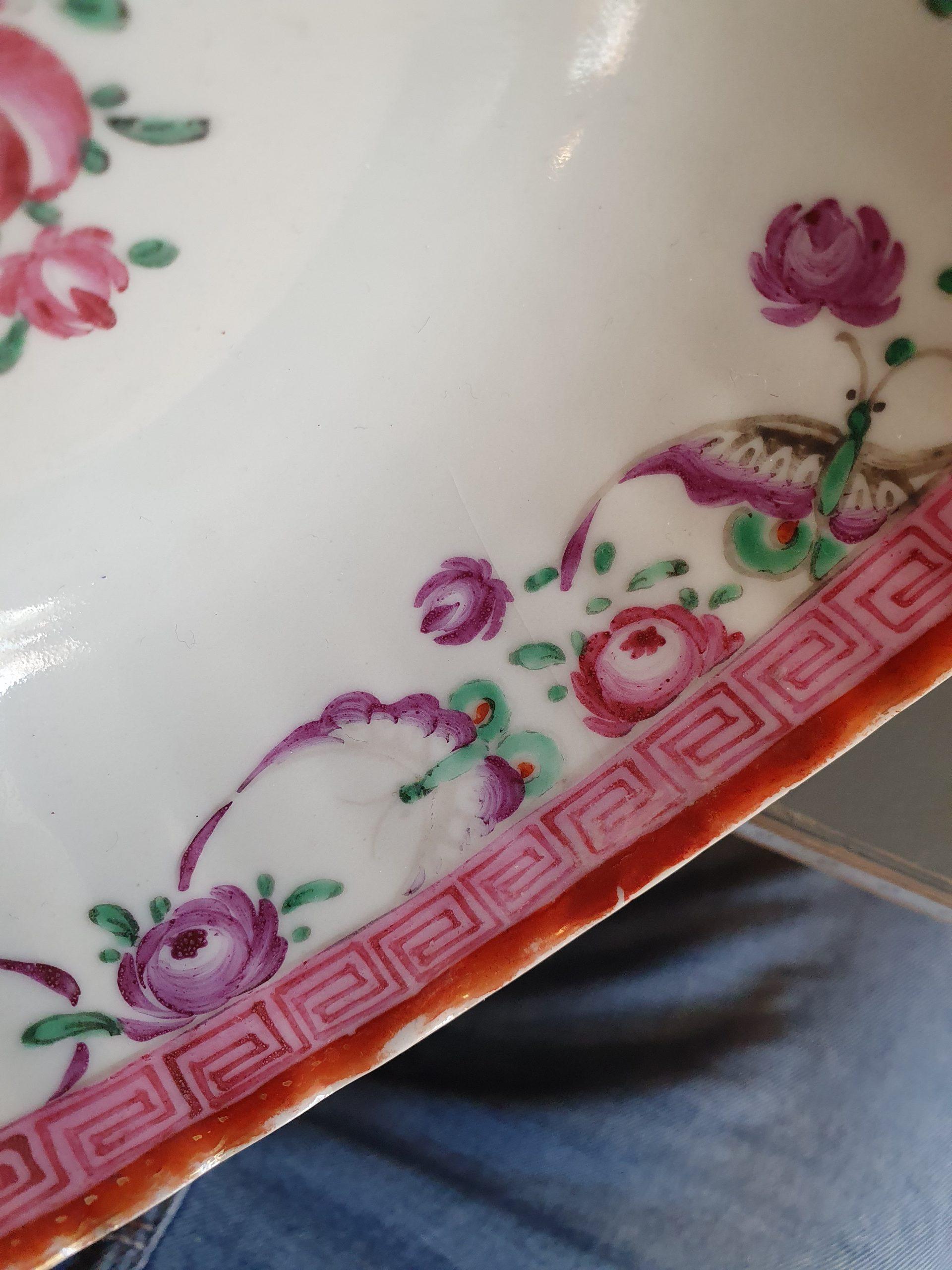 Antique Qianlong 18th Century Mandarin Rose Porcelain Bowl Chinese Hunting Scene 10